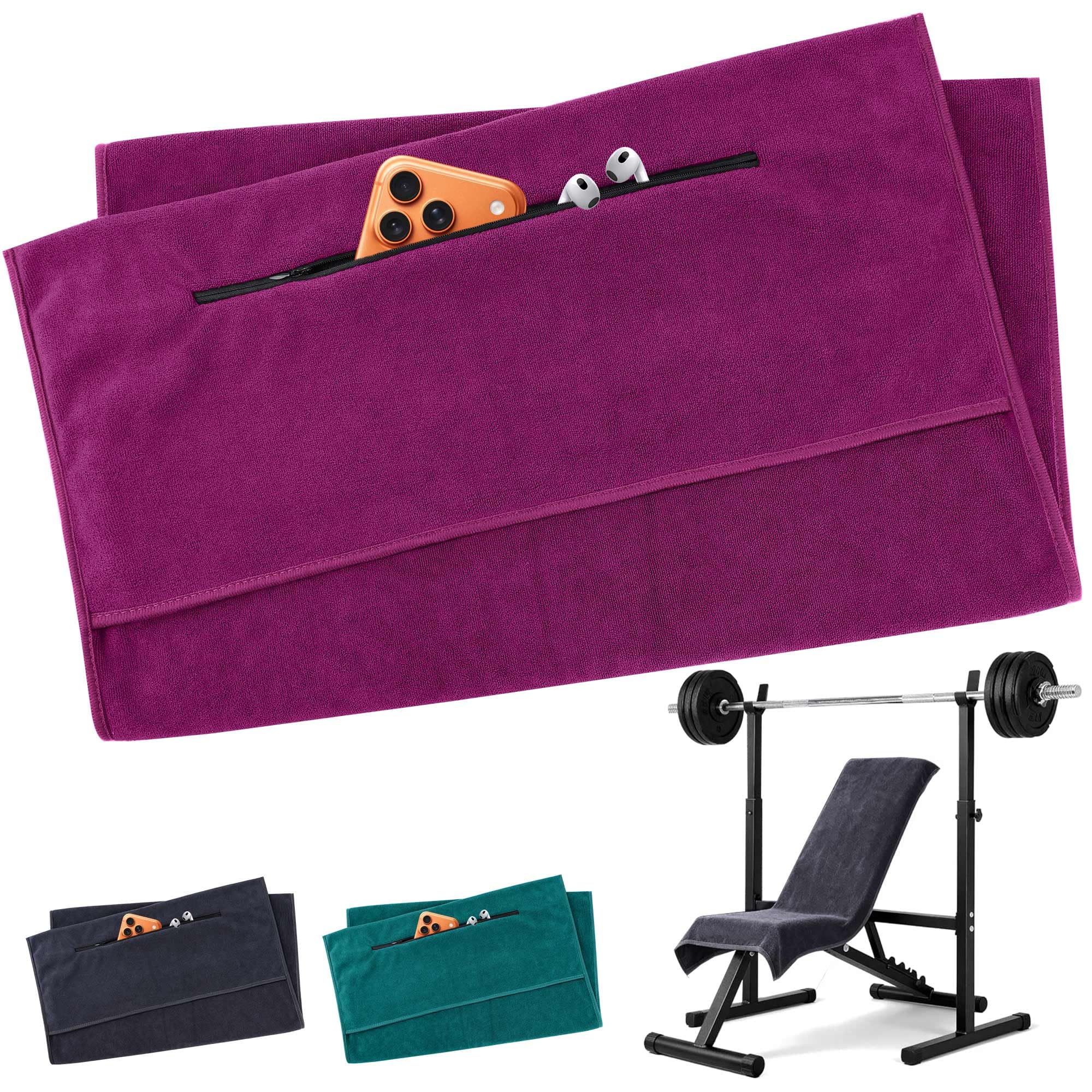 Fitness Handtuch 120x50cm ,Microfaser Sporthandtuch mit Reißverschlusstasche, Mikrofaser Handtuch aus Hochwertiger Mikrofaser, Super Schweißabsorption, Gym Towel für Fitnessstudio,Training, Outdoor
