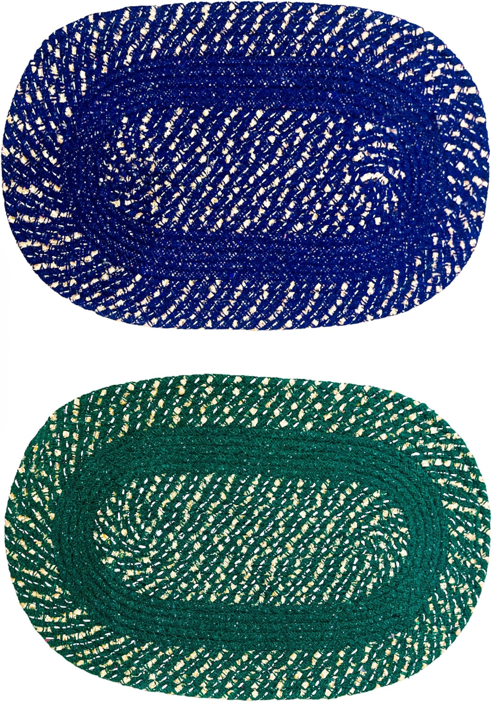 doormats Outdoor Entrance|Handmade Cotton Doormat | Quick Dry, Washable Door Mat for Home, Bathroom & Bedroom (33X53 CM)(Green-Blue)