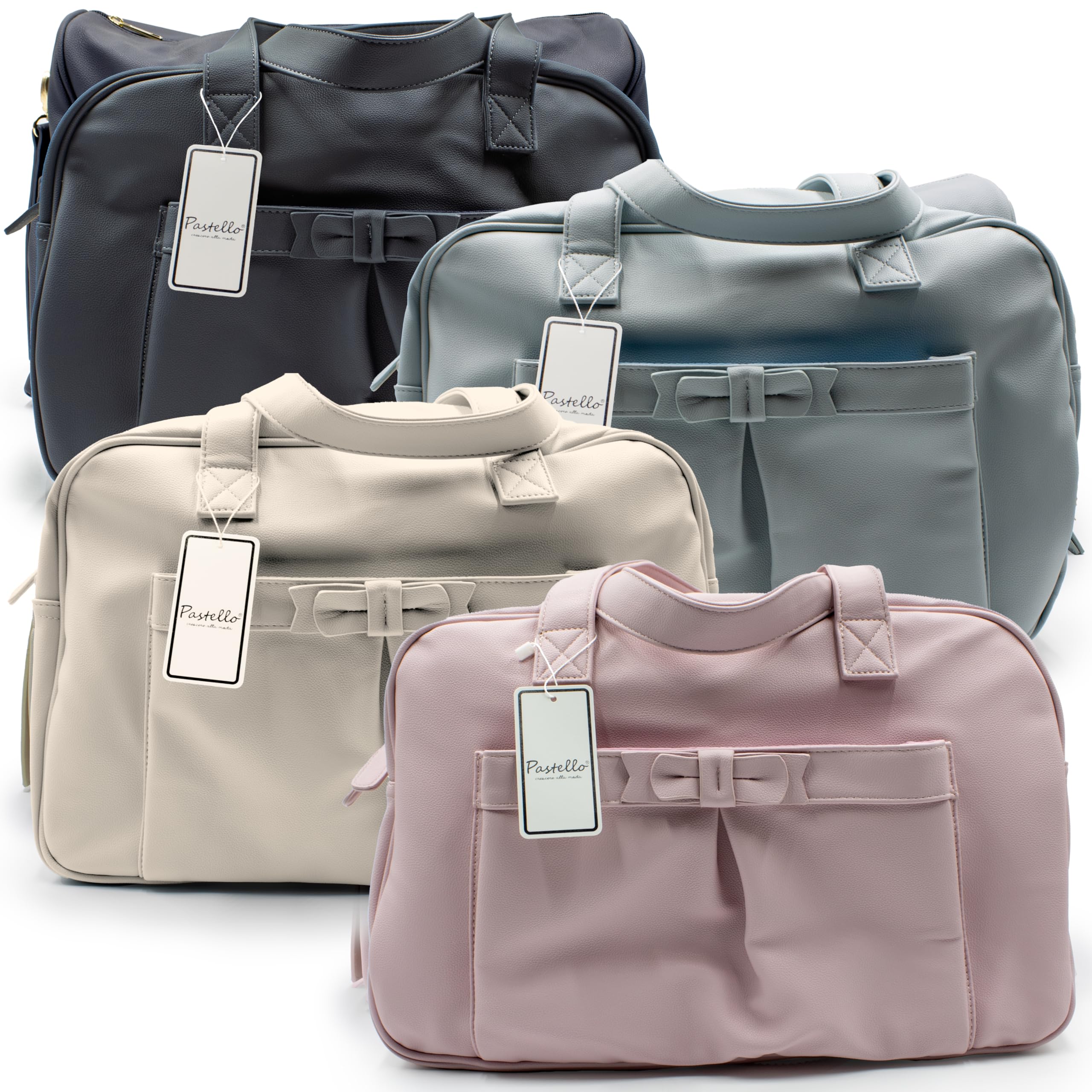 PASTELLO - Set Borsa Nascita Multifunzione con Accessori Inclusi, Borsone Mamma per Cambio e Viaggio, Con Fasciatoio, Portabiberon Termico e Portaciuccio (Art. SETN02)