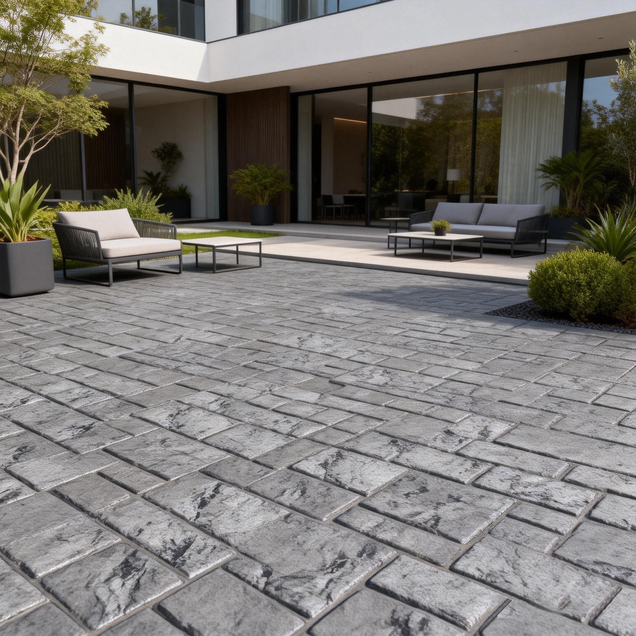 Moule à Empreinte pour BéTon Et Ciment avec PoignéE, Tapis De Moulage en PolyuréThane Durable pour BéTon, IdéAl pour La DéCoration ExtéRieure