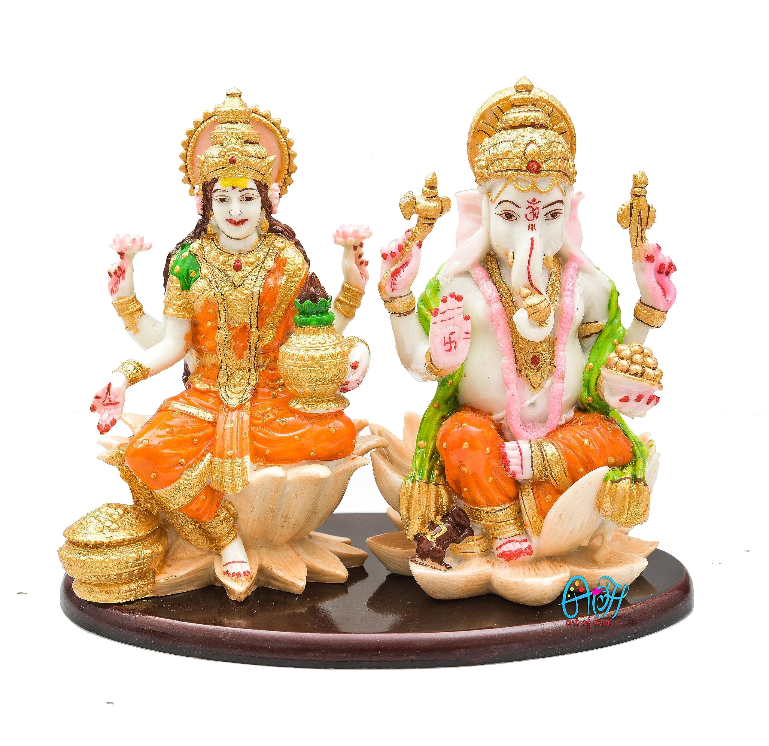 Archna Handicraft Polyresin Ganesh Ji and Laxmi Ji Murti for Car Dashboard Spritual Sculpture Idols (18.75x22.5) - Image 6 thumbnail