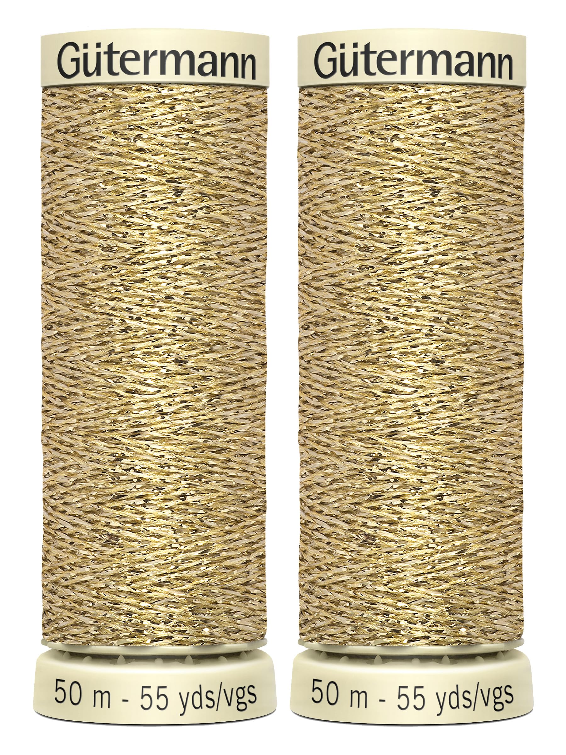 2X 50m Gutermann Sparkle Metallic Thread – Lustrous Gold Fiber, 70% Nylon 30% Polyester, Machine and Hand Sewing, Maximum Durability, Decorative Sewing and Embroidery – Bundled by GetInStyle Shop