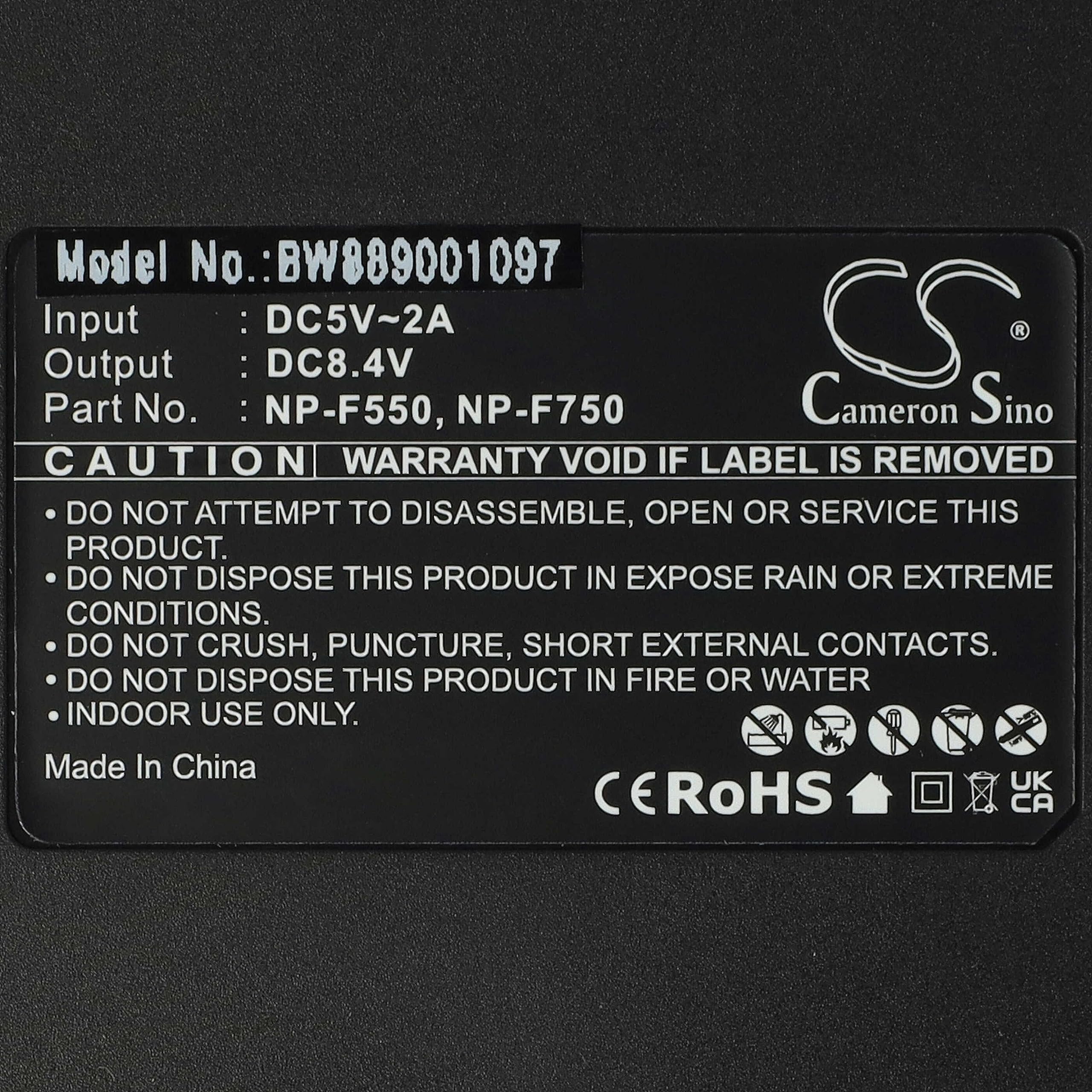 vhbw Dubbele oplader compatibel met Sony CCD-TRV95, CCD-TRV96K, CCD-TRV95E, CCD-TRV95K camcorder, laadstation, micro-USB-kabel