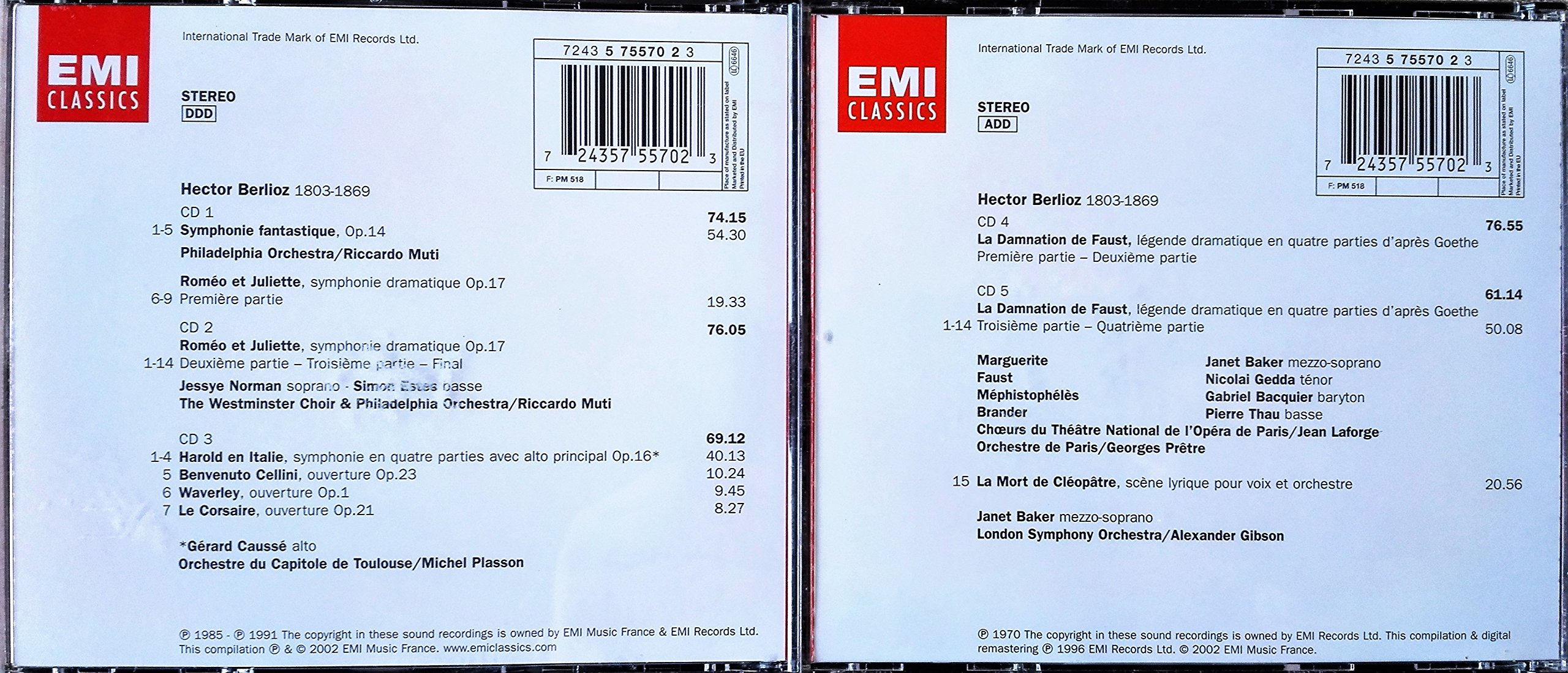 Berlioz - Symphonie Fantastique / Harold en Italie / Roméo et Juliette / La Damnation de Faust