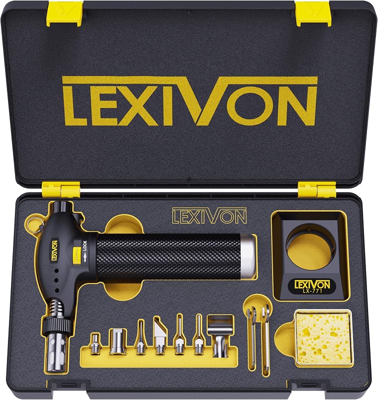 Butane Torch Multi-Function Kit | Premium Self-Igniting Soldering Station with Adjustable Flame | Pro Grade 125-Watt Equivalent (LX-771)
