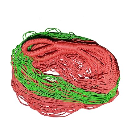 CRM TRADERS Handcrafted Nylon Rope Swing Hammock Garden Net Mesh Bed for Camping & Activities (Red&Green)