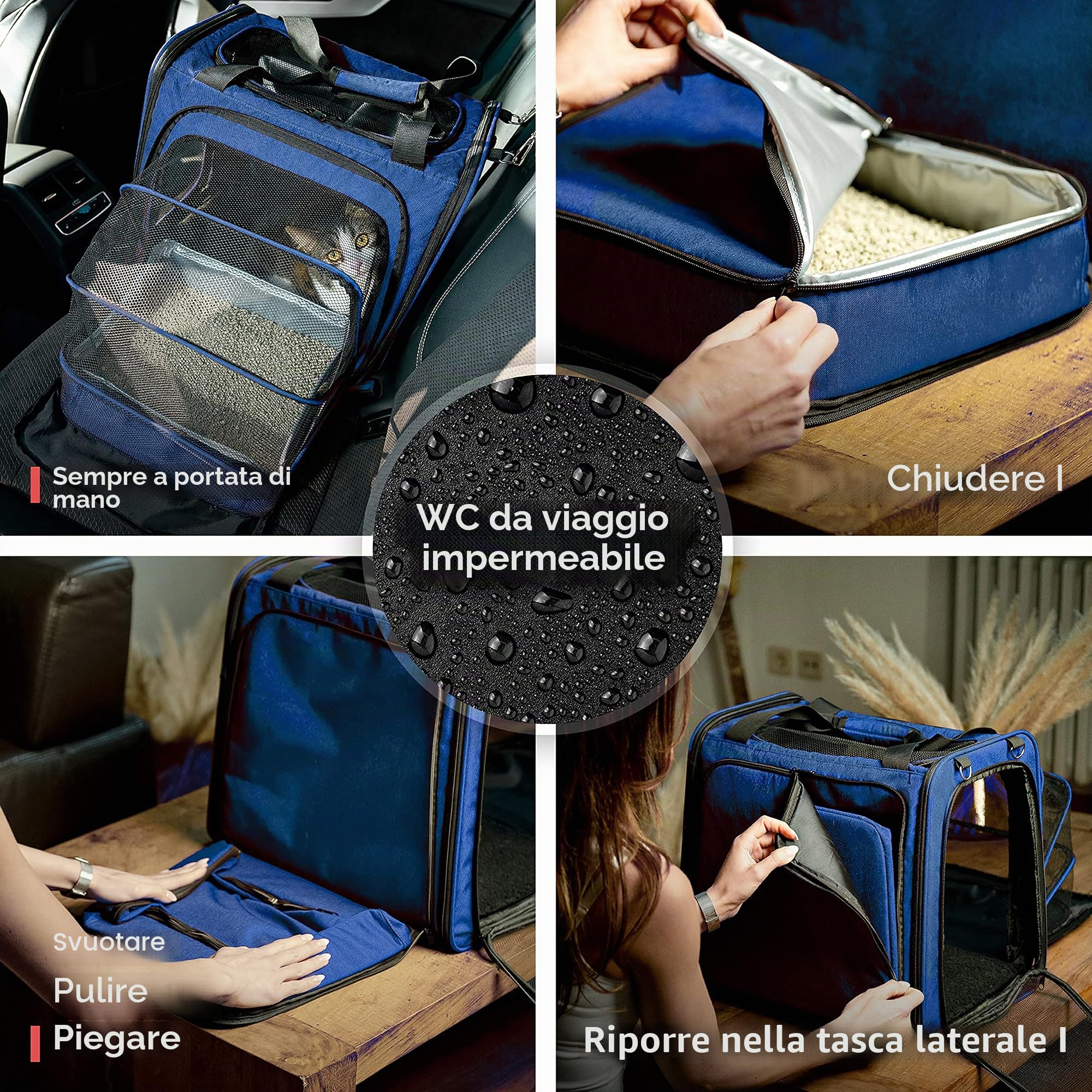 Trasportino per Gatti con Lettiiera per Gatti per Viaggi in Auto, Borsa Pieghevole per Trasporto Gatti con Lettiiera (Scatola per Lettiera), Borsa per Gatti Plus Cat's Premium Suite