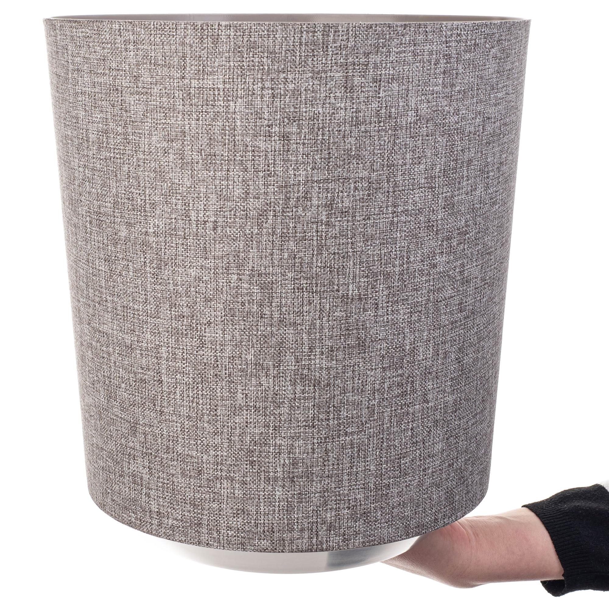 KADAX Dekorativer Übertopf, Runder Pflanztopf, Blumentopf aus Kunststoff, Pflanzentopf für Anbau von Pflanzen, Kräutertopf für Innen und Außenbereich (Braune Melange, 30cm)