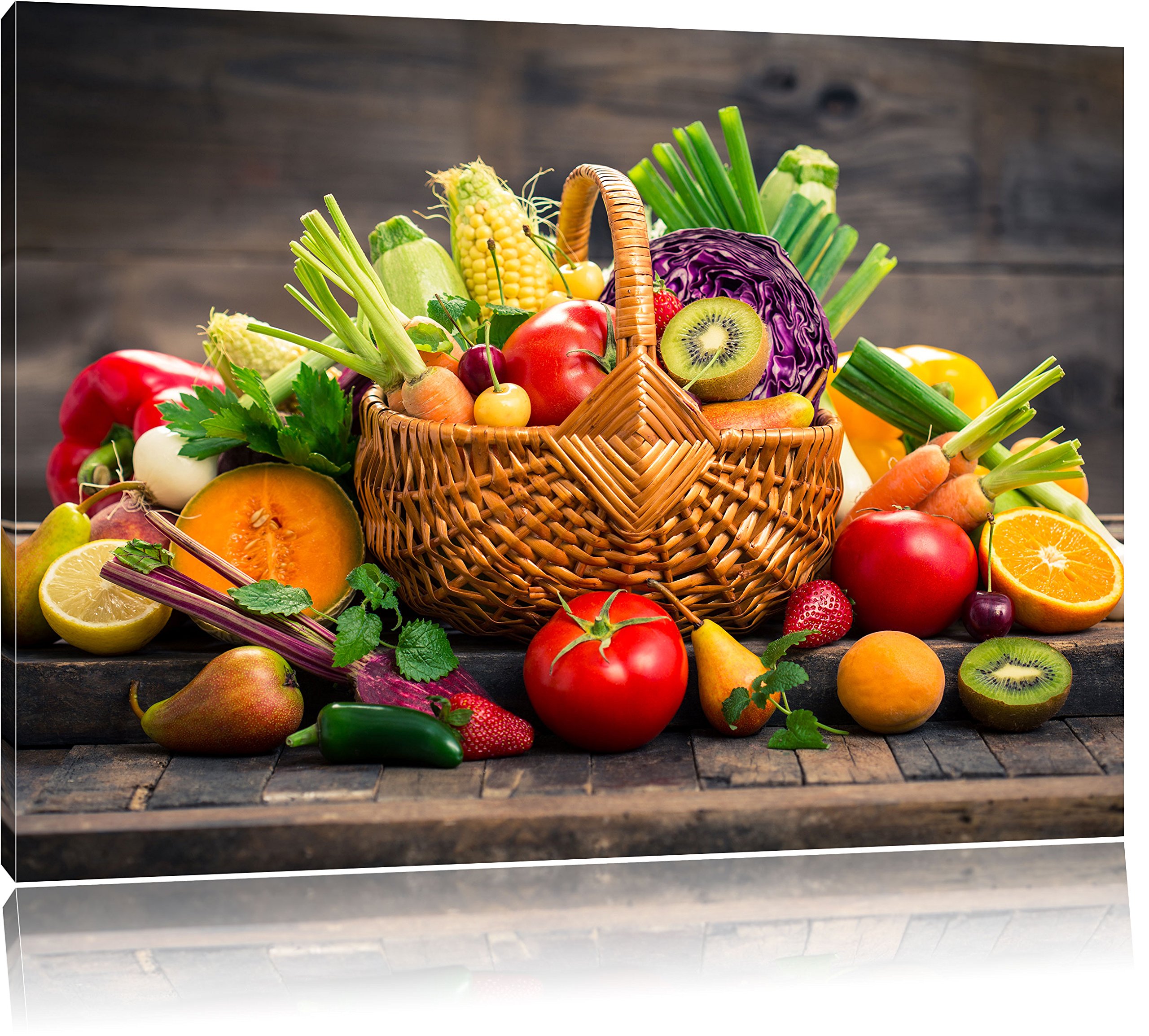 Photo sur toile fruits et légumes panier déco cuisine pour masquer mur vide