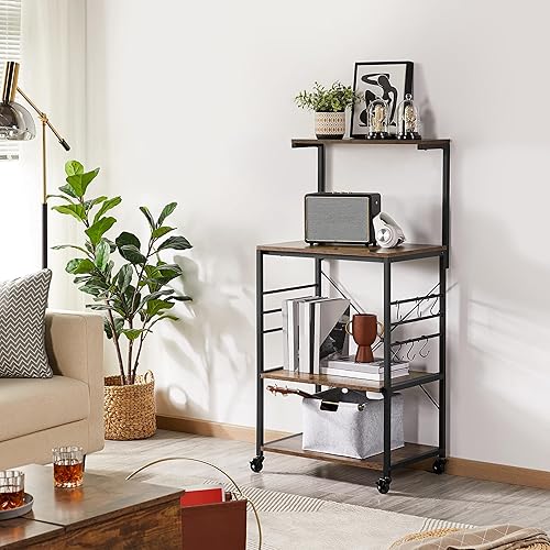 Miniatura 7 de Yaheetech Estante para panaderos con ruedas (16 pulgadas de profundidad x 24 pulgadas de ancho x 50 pulgadas de alto), soporte para microondas con 6