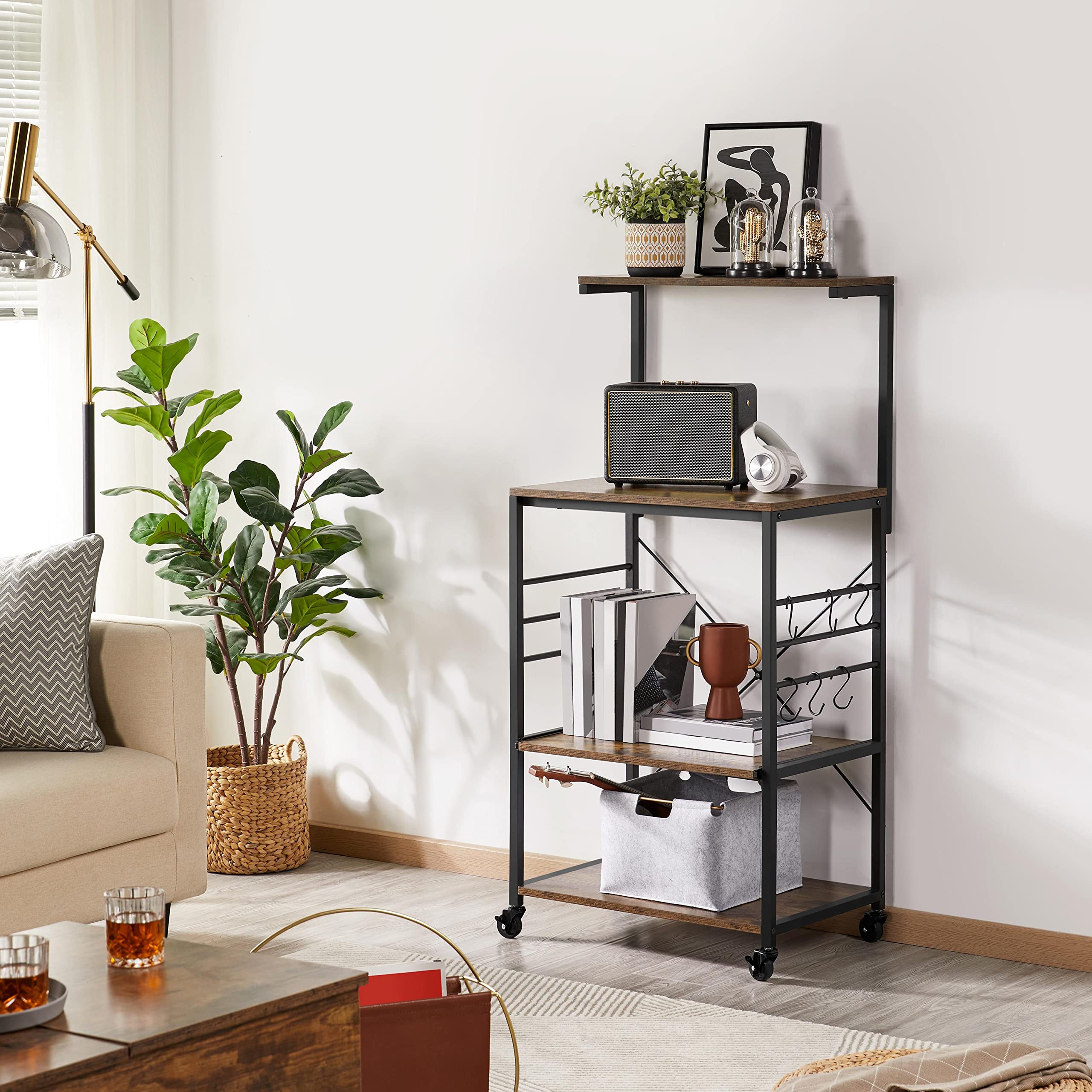 Yaheetech 4Tier Rolling Bakers Rack for Kitchen with Storage and