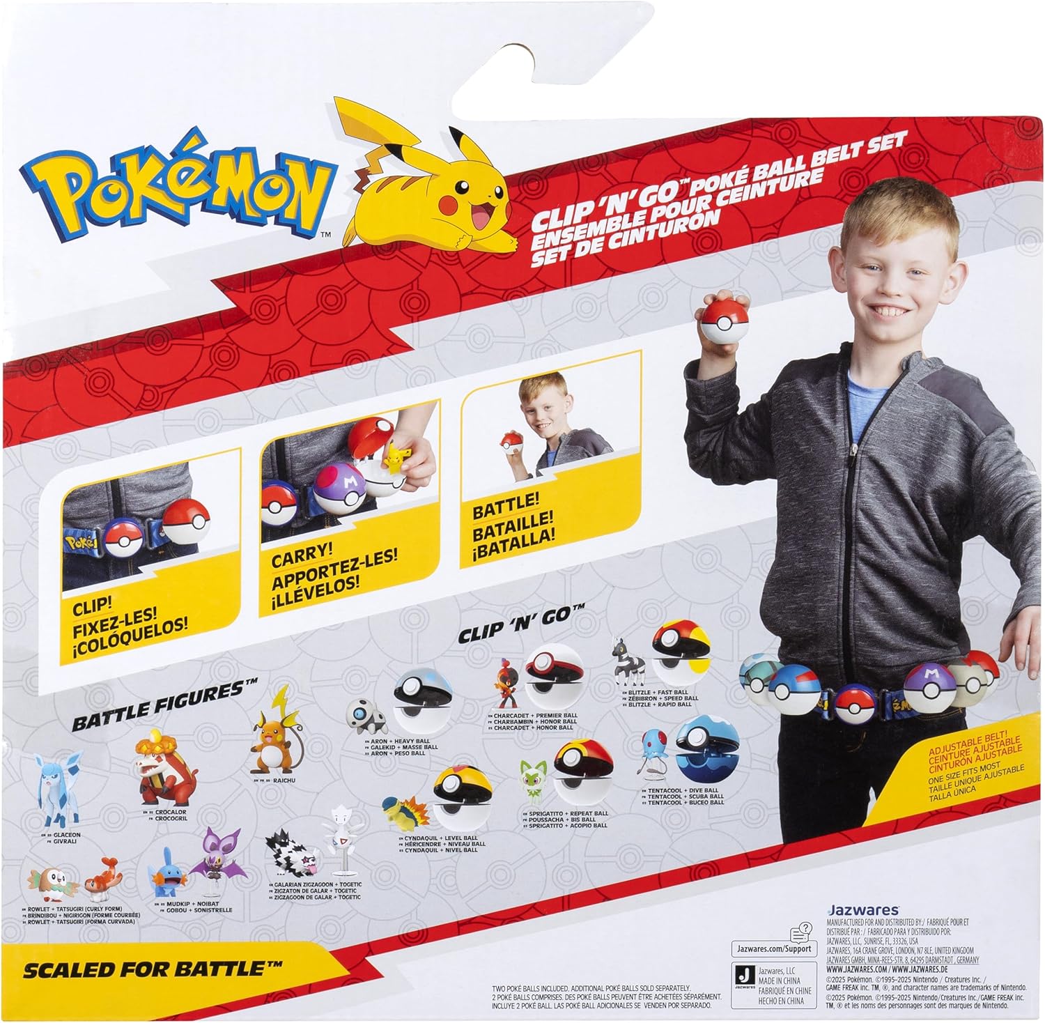 Pokémon Eevee Clip ‘N’ Go Belt Set - 2-Inch Eevee Battle Figure with Great Ball, Love Ball, and Themed Belt