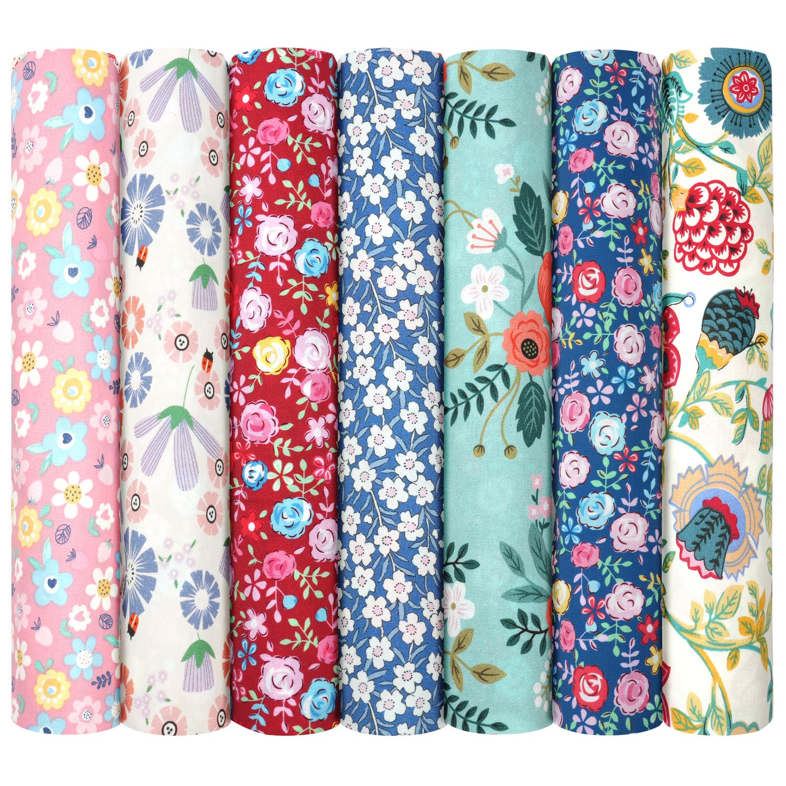 AOOSA 7pcs Fabric Bundles, 20"x20" Cotton Quilting Fabric Squares