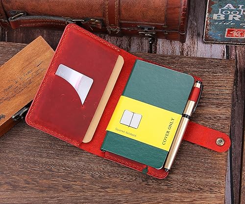 Miniatura 7 de Funda de cuero para cuaderno de tapa dura de 3.5 x 5.5 pulgadas, funda rústica de cuero hecha a mano compatible con Moleskine, cuaderno de tapa dura