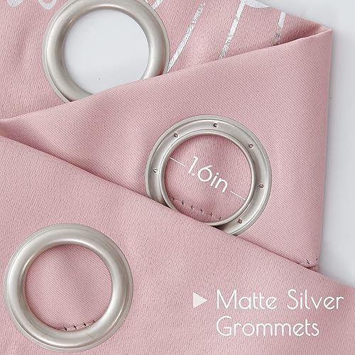 Miniatura 6 de jinchan Cortinas opacas de unicornio rosa para habitación de niñas, con aislamiento térmico, oscurecimiento de la habitación, cortinas de arco iris