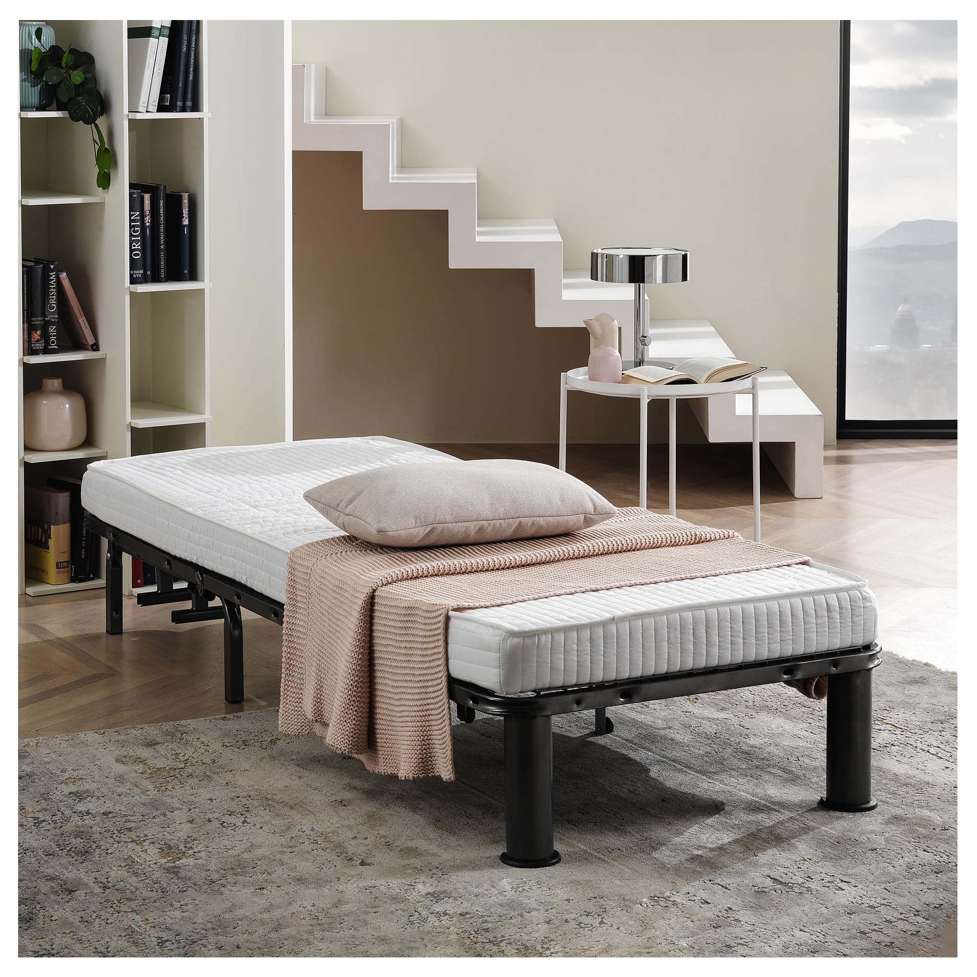 EVERGREENWEB Matelas pour canapé 140x190 cm lit pour Banquette B.Z. 10 cm de Hauteur, revêtement Blanc hypoallergénique, Matelas d'appoint Pliant en Mousse, Bed Sofa