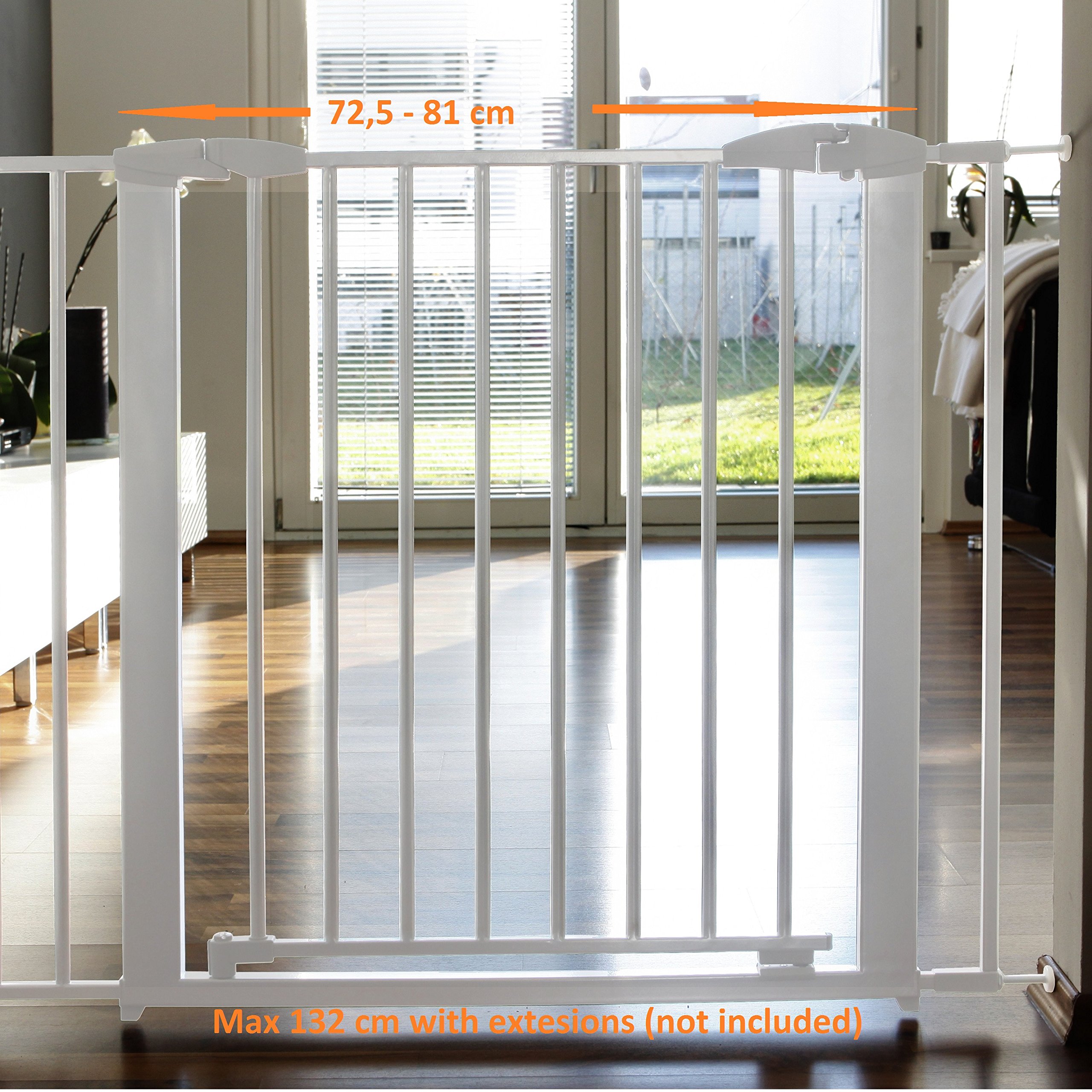 Cancelletto di sicurezza Yael 72,5-81cm, in metallo, bianco (allungabile fino a 132cm)