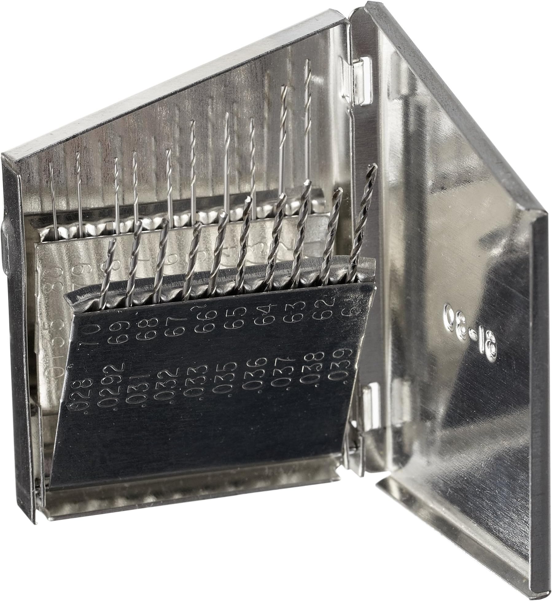 Chicago Latrobe - 57715 150D Series High-Speed Steel Jobber Length Drill Bit Set with Metal Case, Uncoated (Bright) Finish, 118 Degree Conventional Point, Wire Size, 20-piece, #80 - #61