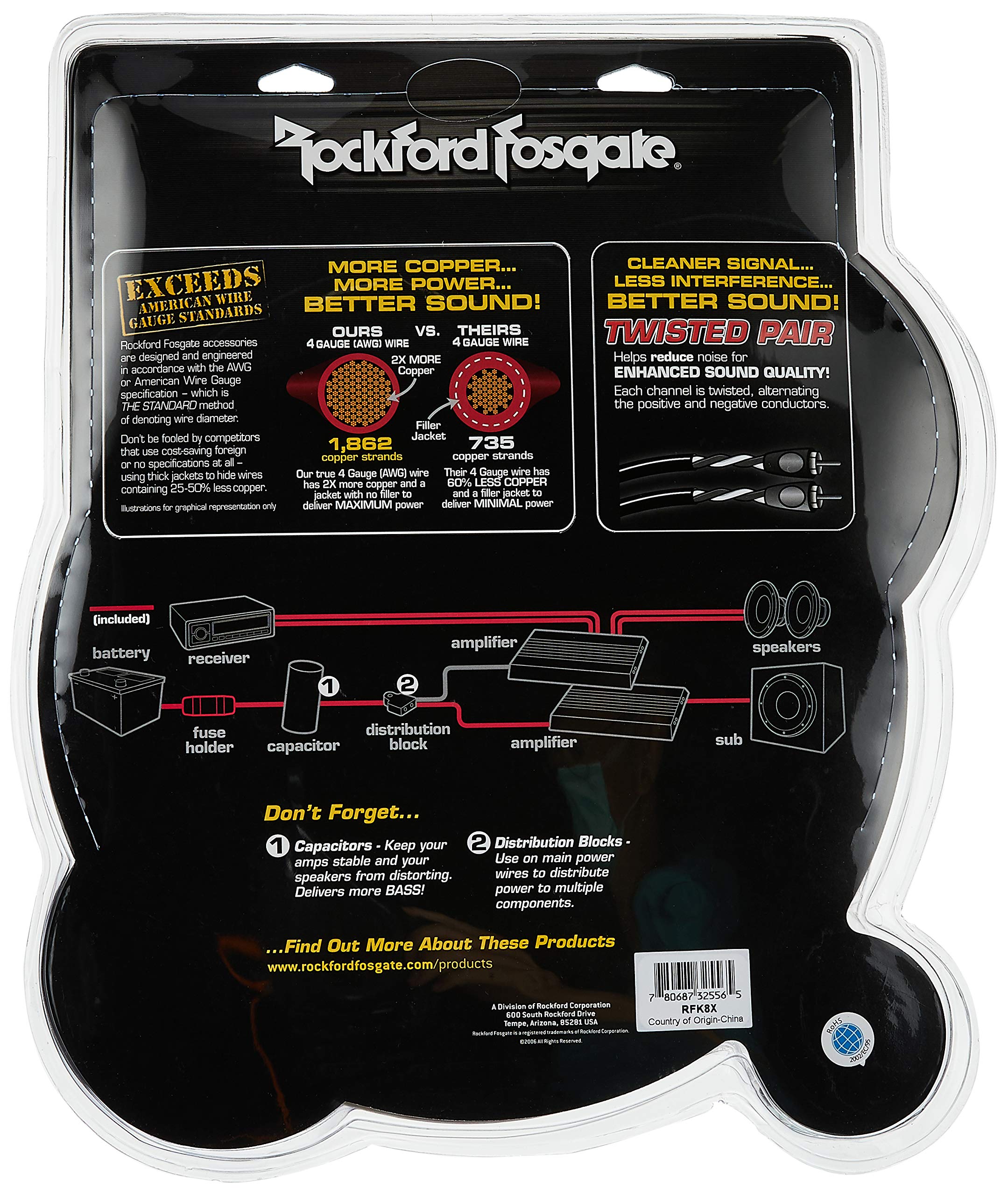 Rockford Fosgate カーオーディオ ケーブルセット Amazon | ROCKFORD FOSGATE RFK4 ロックフォード 電源ケーブル