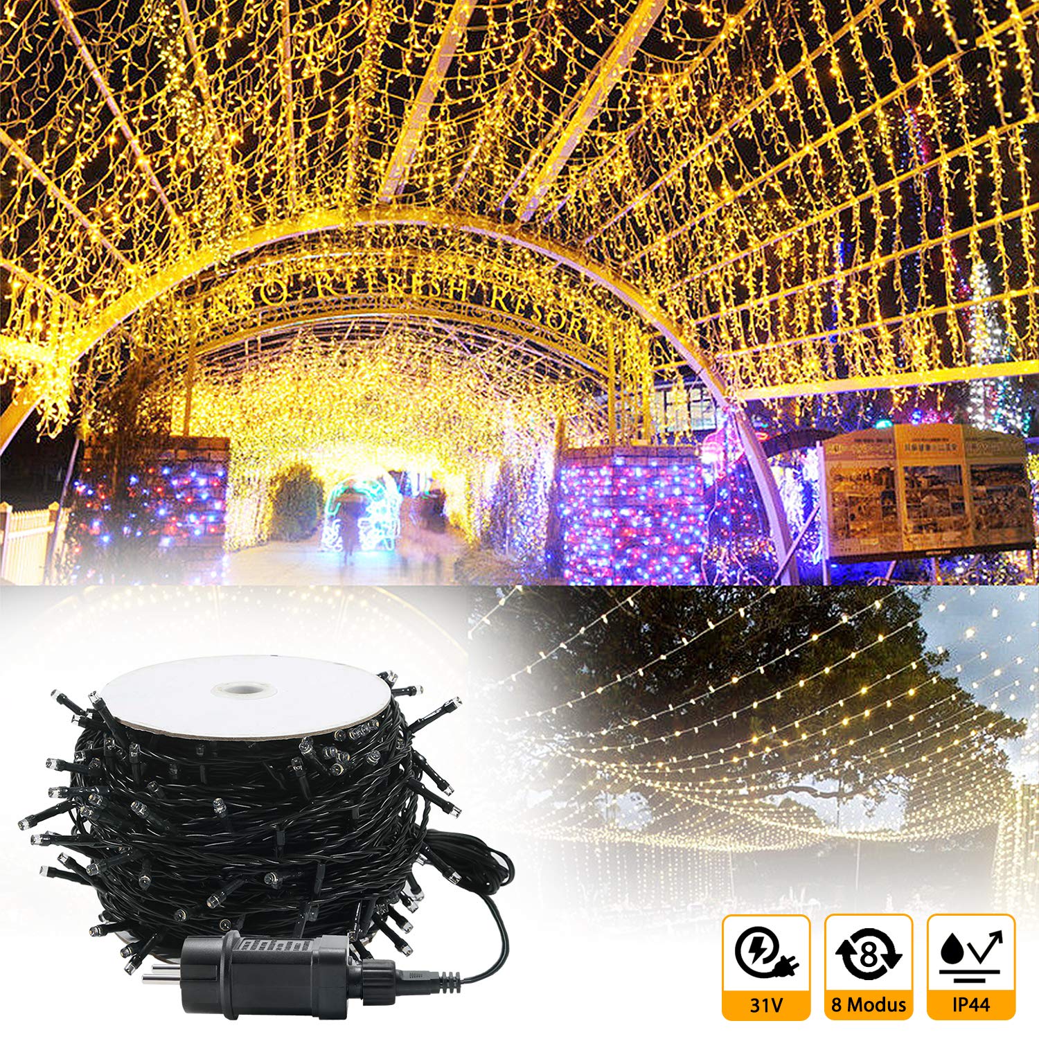 Binnen/buiten verlichting lichtsnoer 10 meter met warm witte LED lampjes | Fun en Feest Binnen/buiten verlichting lichtsnoer 10 meter met warm witte LED lampjes | Fun en Feest