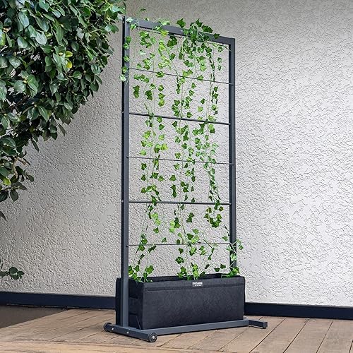Miniatura 8 de Outland Living Garden - Enrejado de metal para plantas trepadoras al aire libre, 5.5 pies con bolsa de cultivo de 11 galones sobre ruedas, para