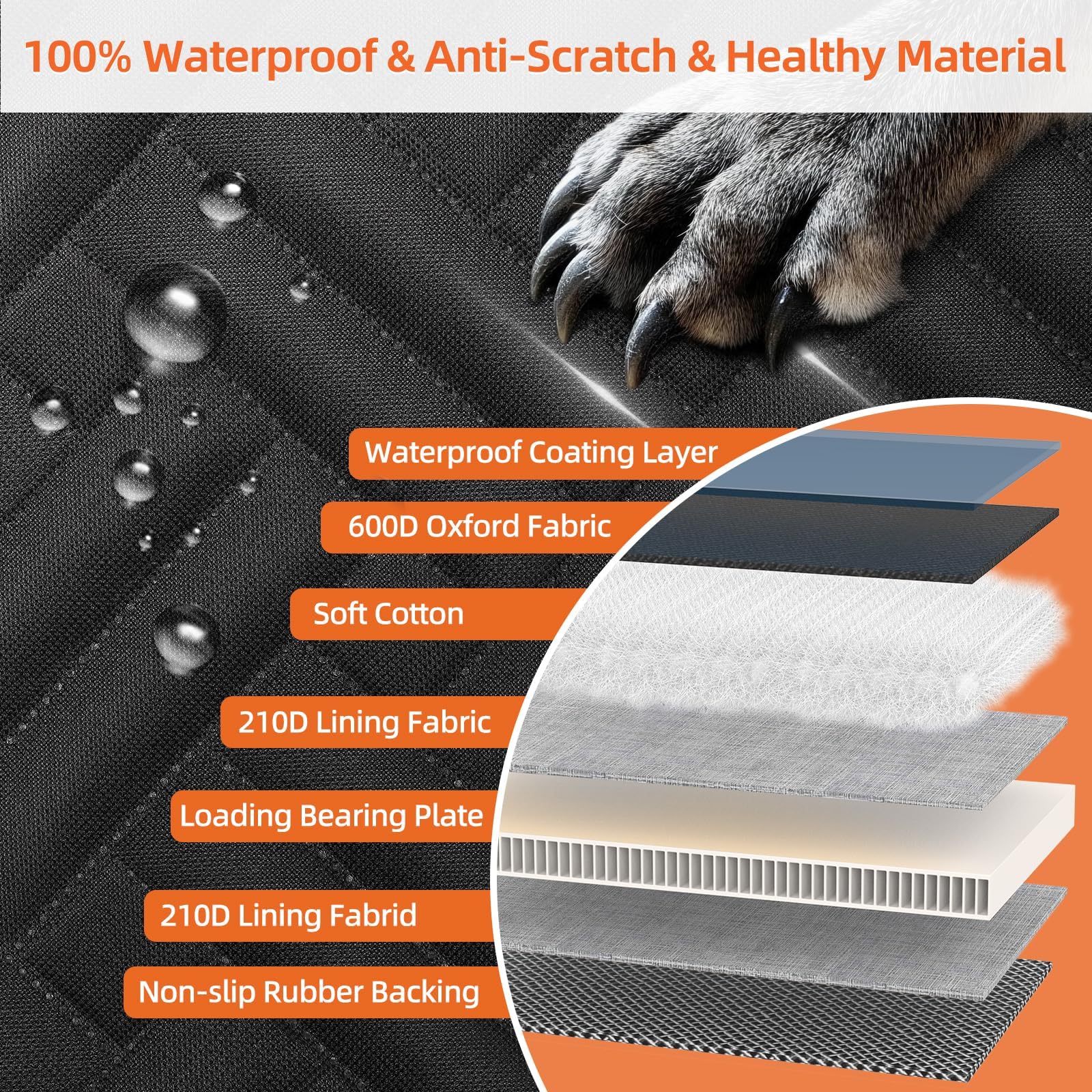 Extensor de asiento trasero para perros, funda de asiento de coche para perros con ventana de malla, funda impermeable para asiento trasero de perro, funda de asiento de coche para asiento