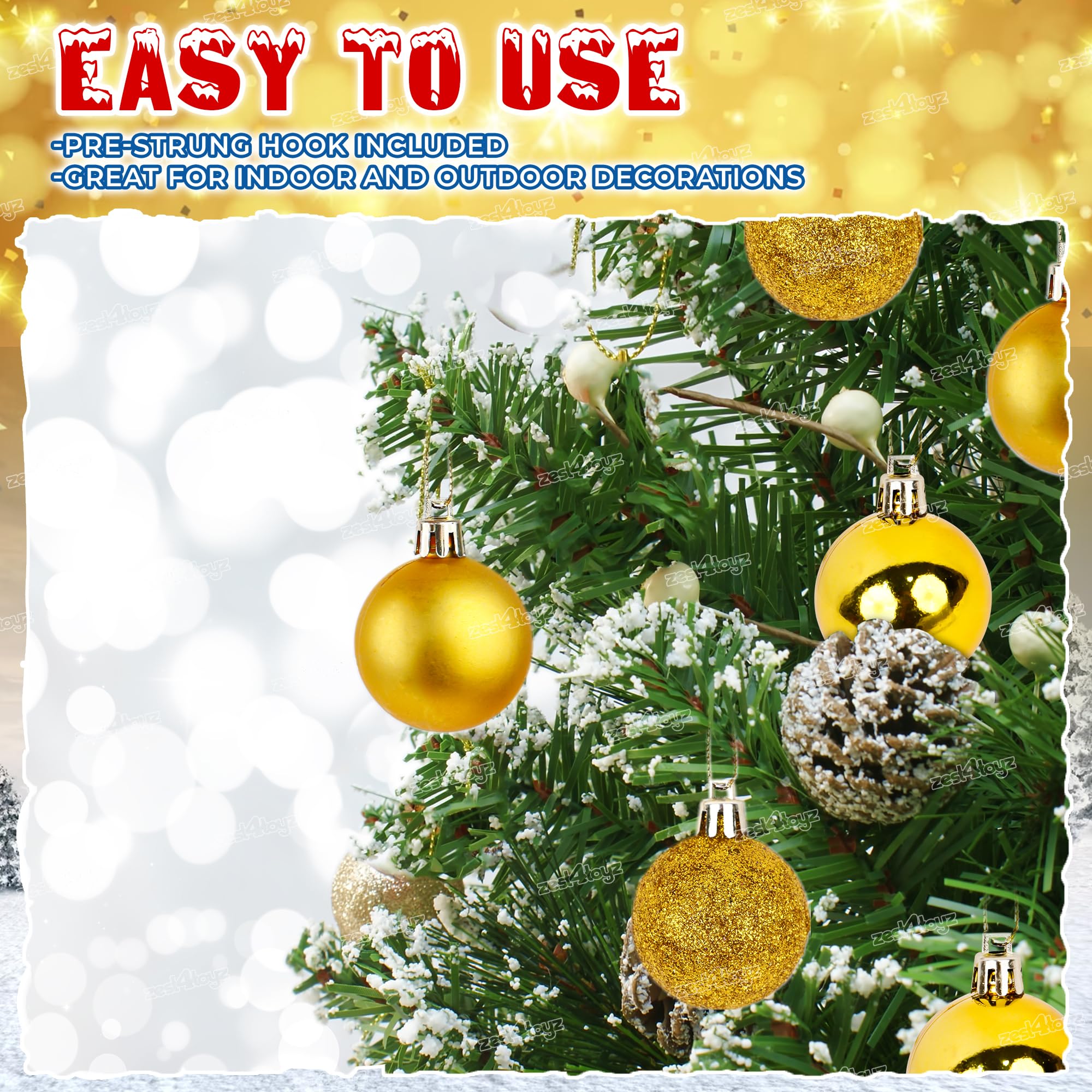 Gold Christmas Tree Balls - 12 Pack -6 Gold Christmas Tree Balls - 12 Pack -6