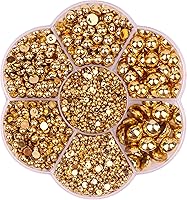 Vista 5 de YAKA 3000 unidades, 1 caja de 7 tamaños, redondas, parte trasera plana, cuentas de media perla, cuentas sueltas, álbum de recortes para manualidades