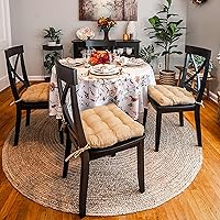 Vista 2 de Barnett Home Decor Cojín para Silla de Comedor de Microgamuza Camel con Lazos - 15 x 17 Tamaño Pequeño Cojín para Silla - Relleno de Espuma