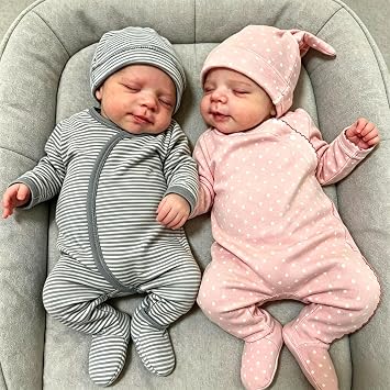 Anano Reborn Twins Boy and Girl 18 in Reborn Baby Dolls Vinyl Full Body, Realistic Baby Doll, Full Vinyl Babys Doll, Lifelike Newborn Babies Real Life Babys Dolls Washable