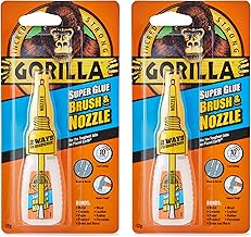Gorilla Super Glue 2-in-1 Brush & Nozzle, 12g (2 Pack) – All Purpose, Fast Setting, Dual Application with Anti-Clog Cap | Ideal for Metal, Ceramics, Leather & More