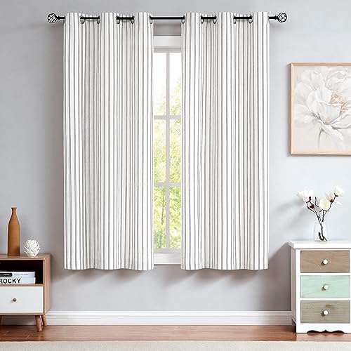 Randall Paneles de cortina a rayas para ventana, de lino rústico, teñidas, cortinas semitransparentes pesadas para sala de estar, 40 x 63 x 2