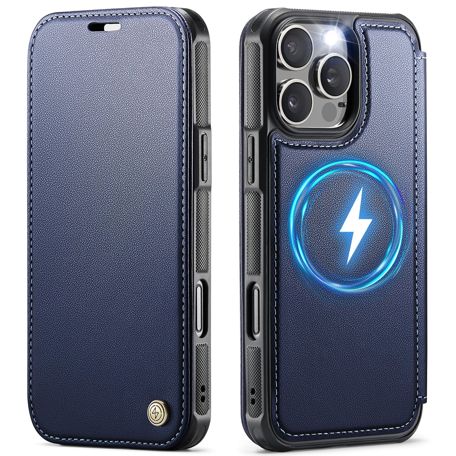 Photo 1 of PlusnapX for iPhone 16 Pro Max Slim Wallet Case Wireless Charging, Deepblue