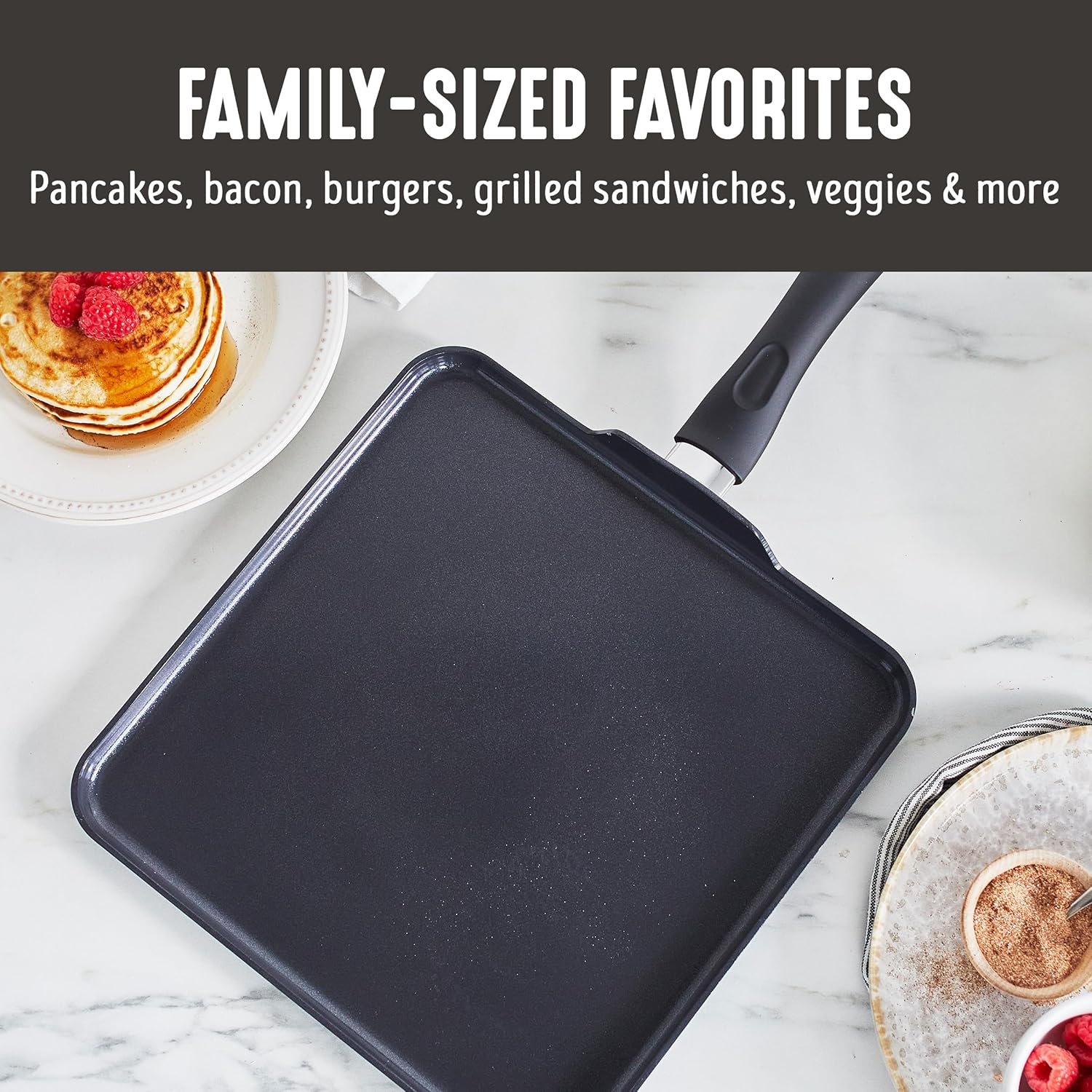 GreenLife Soft Grip Diamond Healthy Ceramic Nonstick 11" Griddle Pan, PFAS-Free, Dishwasher Safe, Black - Image 7