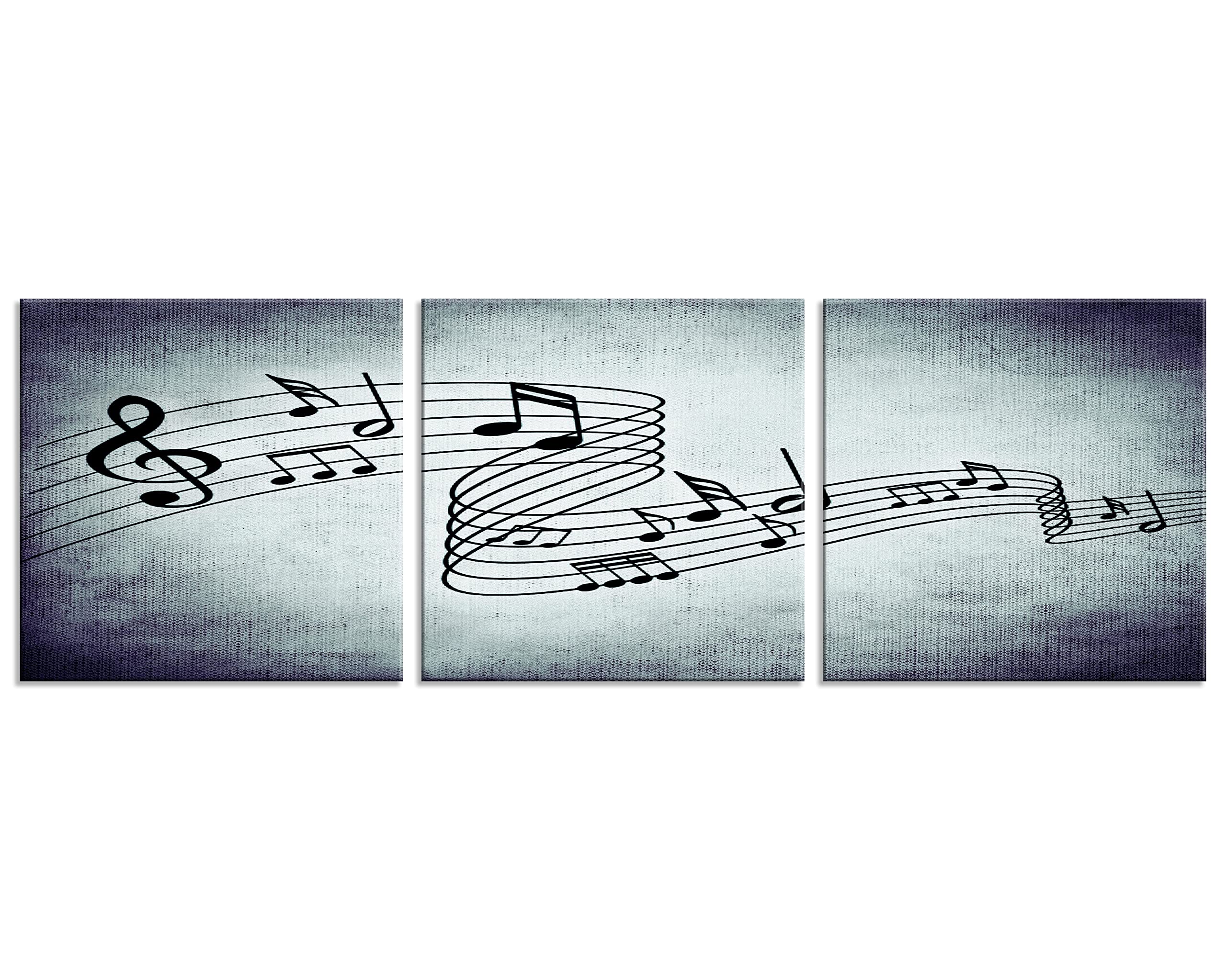 NAN Wind Modern Beautiful Notes Beating Stretched and Framed Music Oil Paintings on Canvas Wall Art Ready to Hang for Living Room Bedroom Home Decorations 3Pcs (16X16inchx3, music 1)
