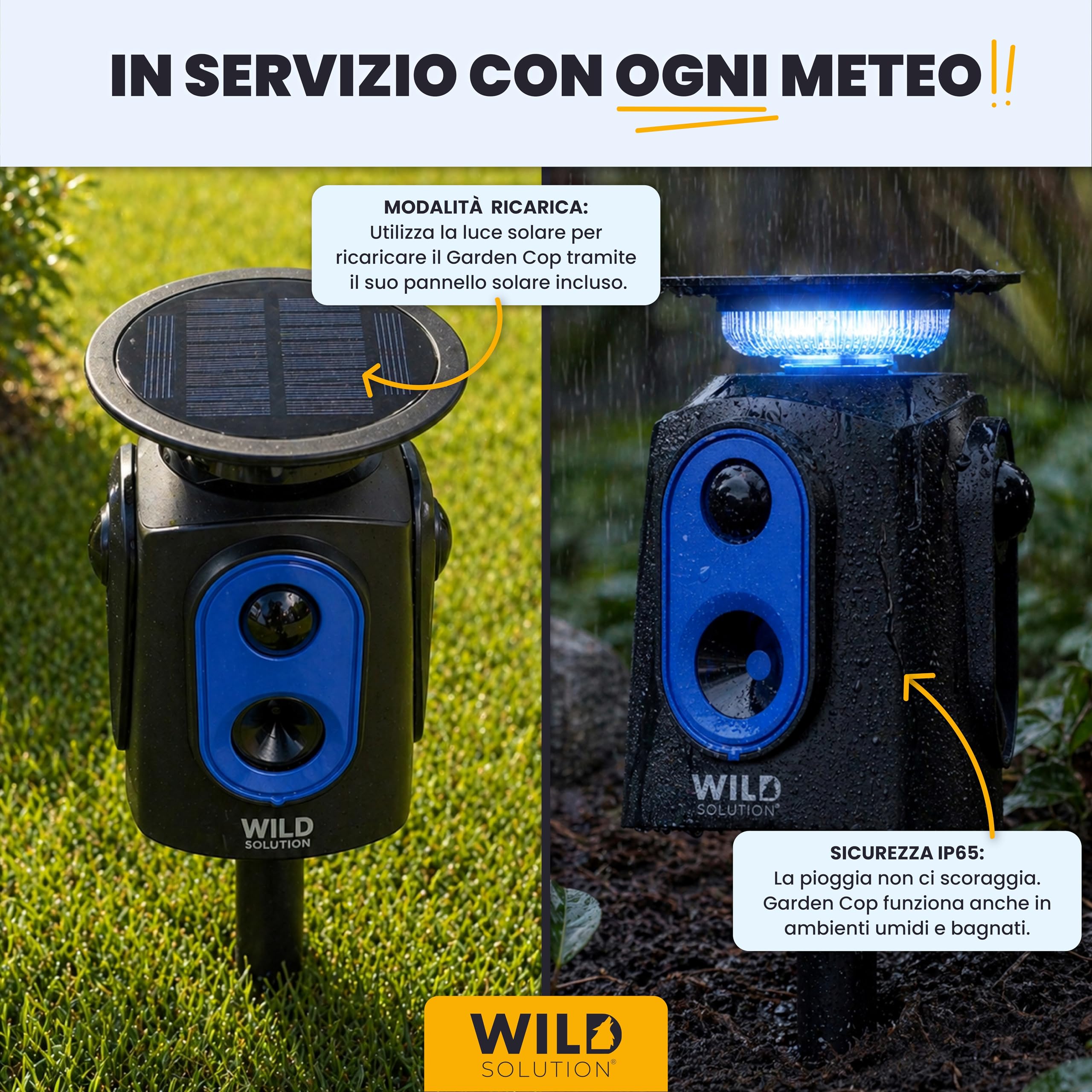 Repellente Gatti ad Ultrasuoni per Esterni, 3 Altoparlanti con Luci LED, Protezione a 360 Gradi, Dissuasore per Animali Selvatici