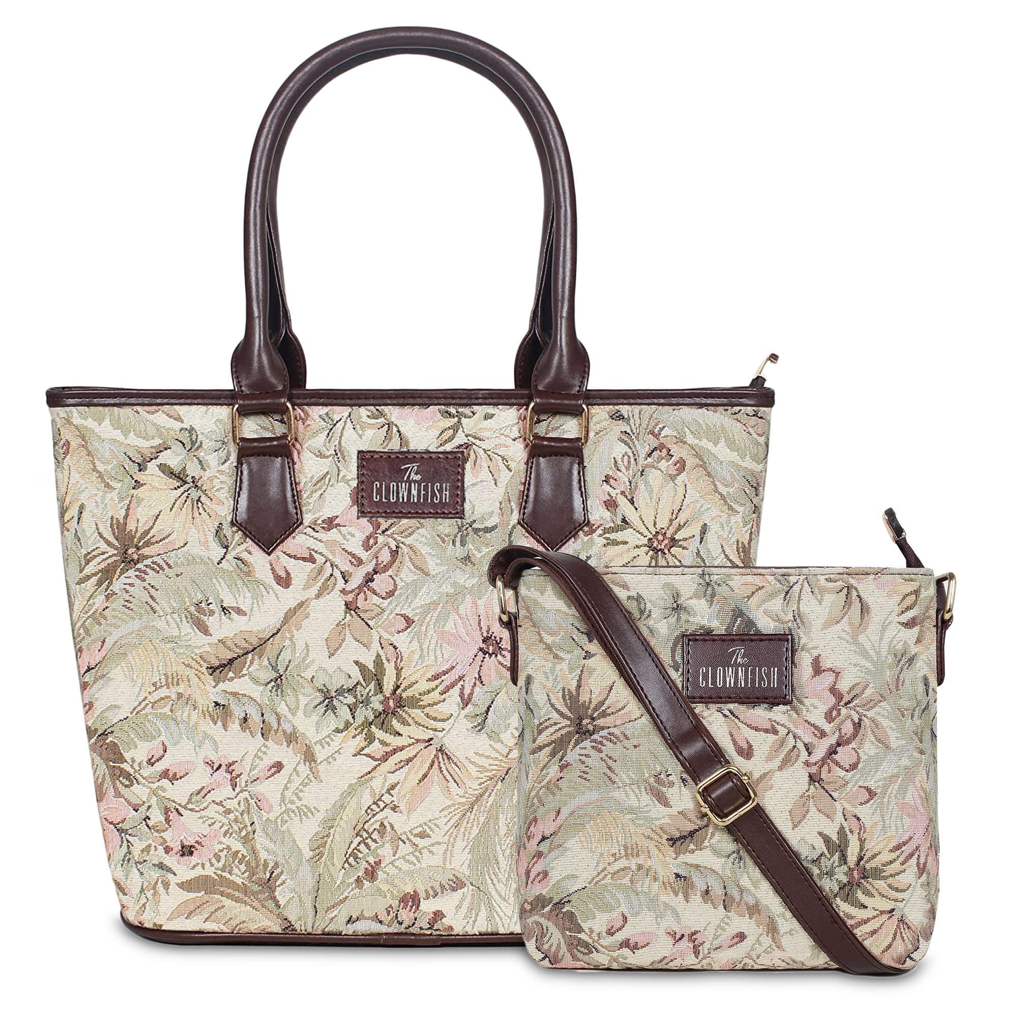 THE CLOWNFISH Combo Of Linda Sling for Women Crossbody Bag for College Girls Justina Tapestry Fabric & Faux Leather Handbag for Women (Magenta-Floral) (B0BXQ633P7) Amazon Price History, Amazon Price Tracker