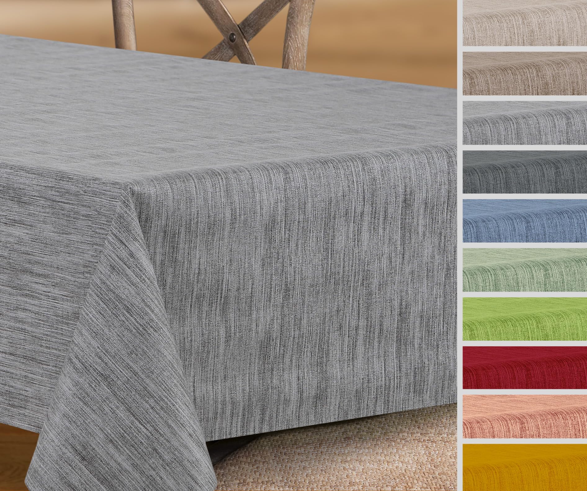 Wachstuchtischdecke rund oval eckig, Georginias Tischdecke abwischbar, Farbe und Größe wählbar (Eckig 100x140 cm Grau)