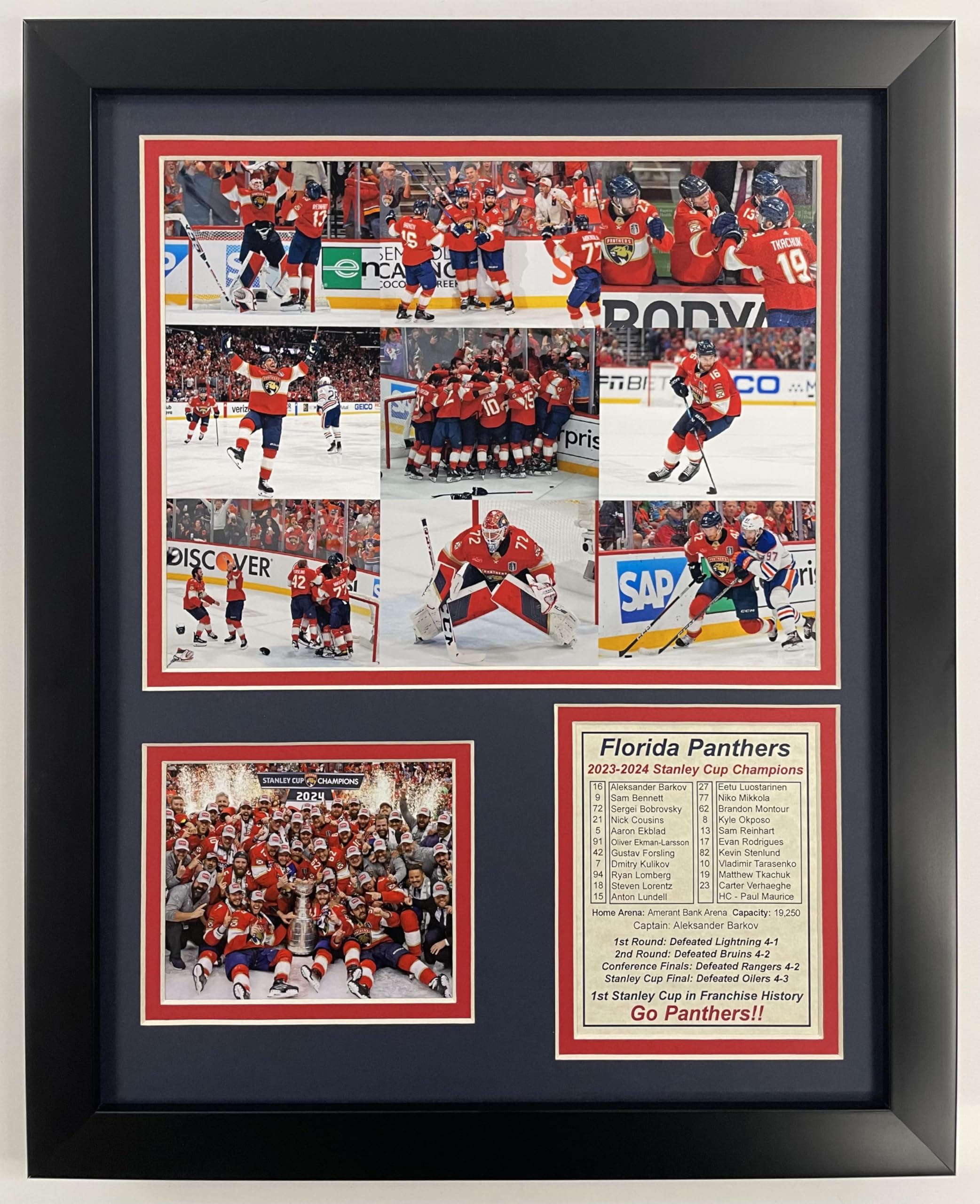 Legends Never Die, Inc.Florida Panthers | 2023-2024 Stanley Cup Champions | Framed Photo Collage | 2 Sizes and Styles | (Mosaic, 12"x15")