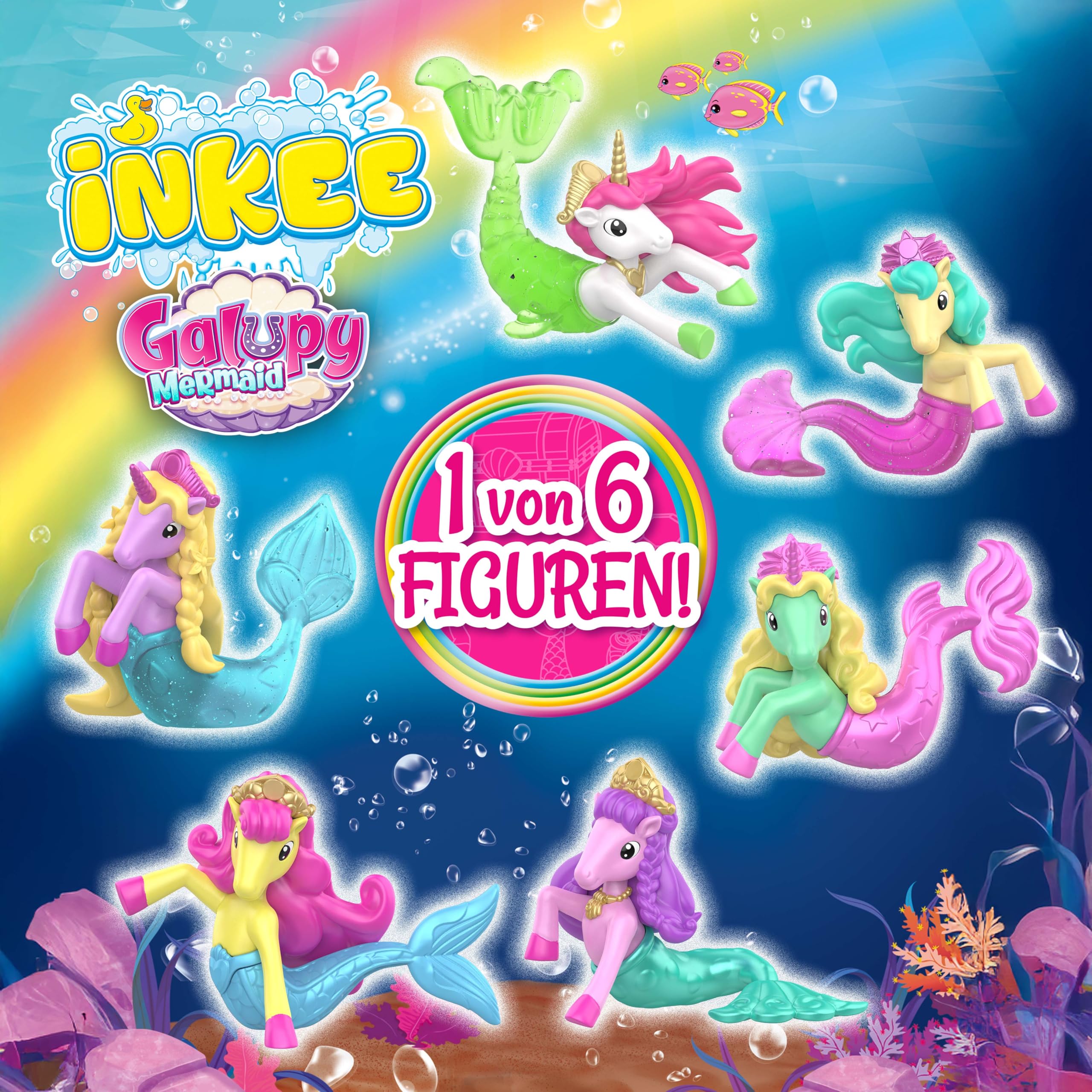 INKEE GALUPY MERMAID – Bomba da Bagno Bambini a Forma di Conchiglia con Sorpresa Sirena – Bath Bomb Effervescente per Vasca con Schiuma e Profumo Dolce