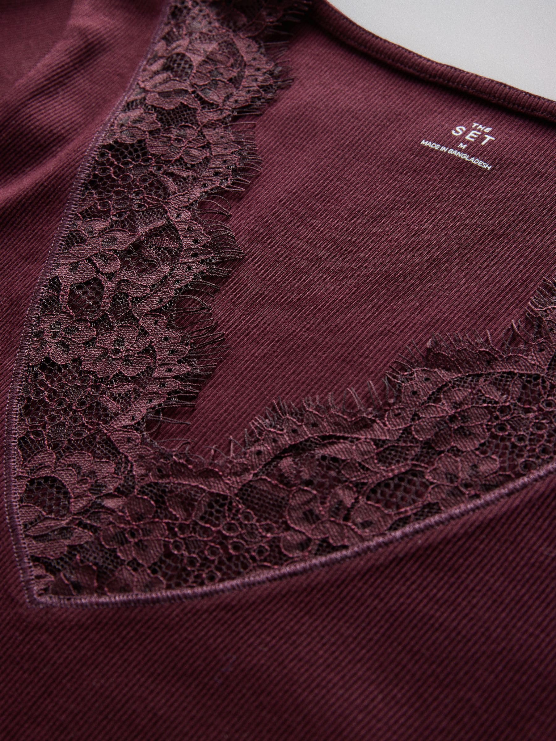 THE SET Donne Confezione da 4 top a coste a maniche corte