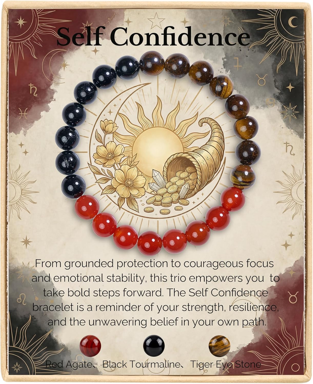 Bivei Protection Bracelet, Strength Crystal Healing Bracelet 8MM - Spiritual Stretch Beaded Jewelry for Women Men Gift