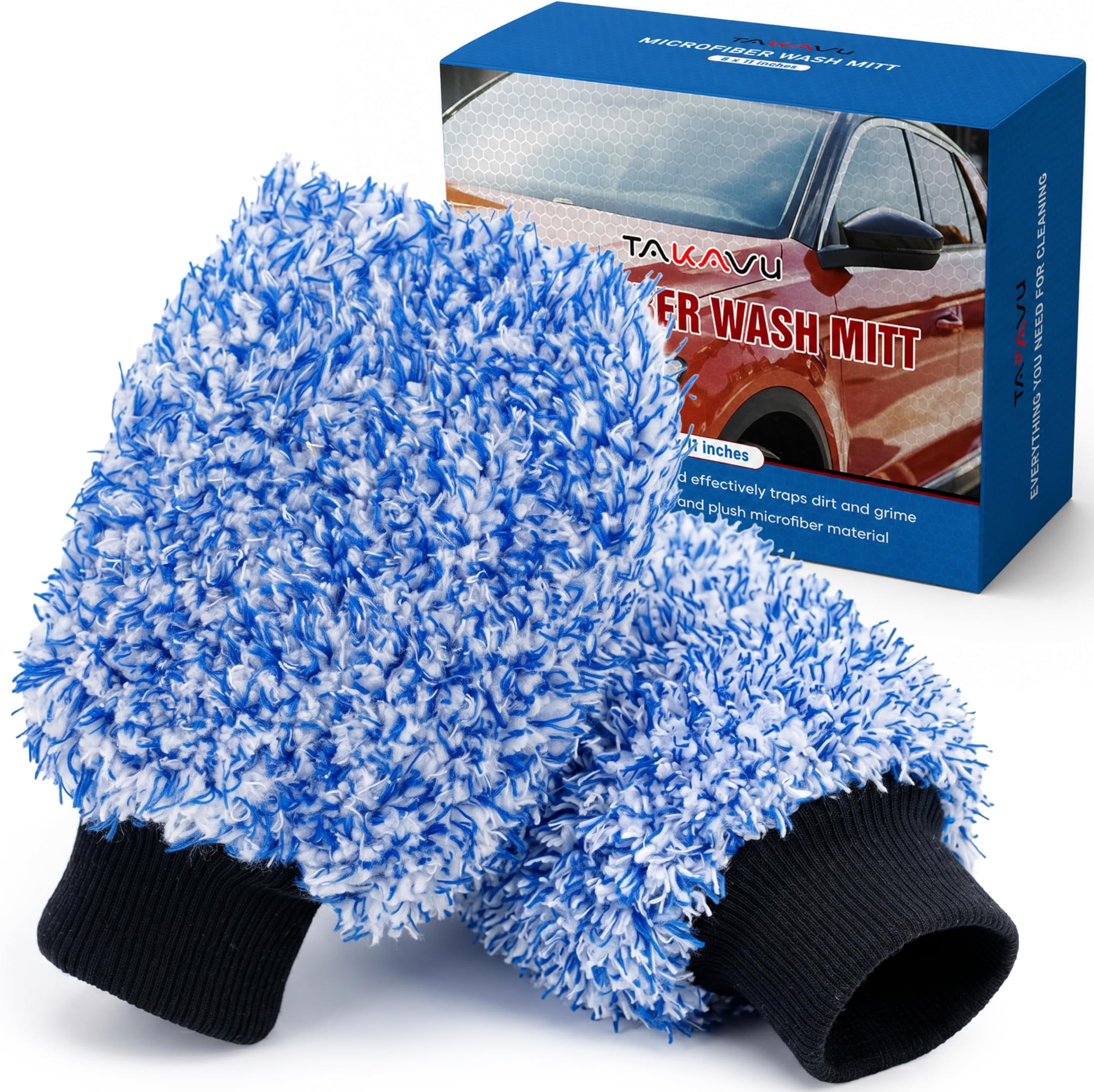 New Car Wash Mitt, 2 Pack Premium Cyclone Microfiber Washing Gloves, Holds Tons of Sudsy Water for Effective Washing, Machine Washable, Lint Free, Scratch Free