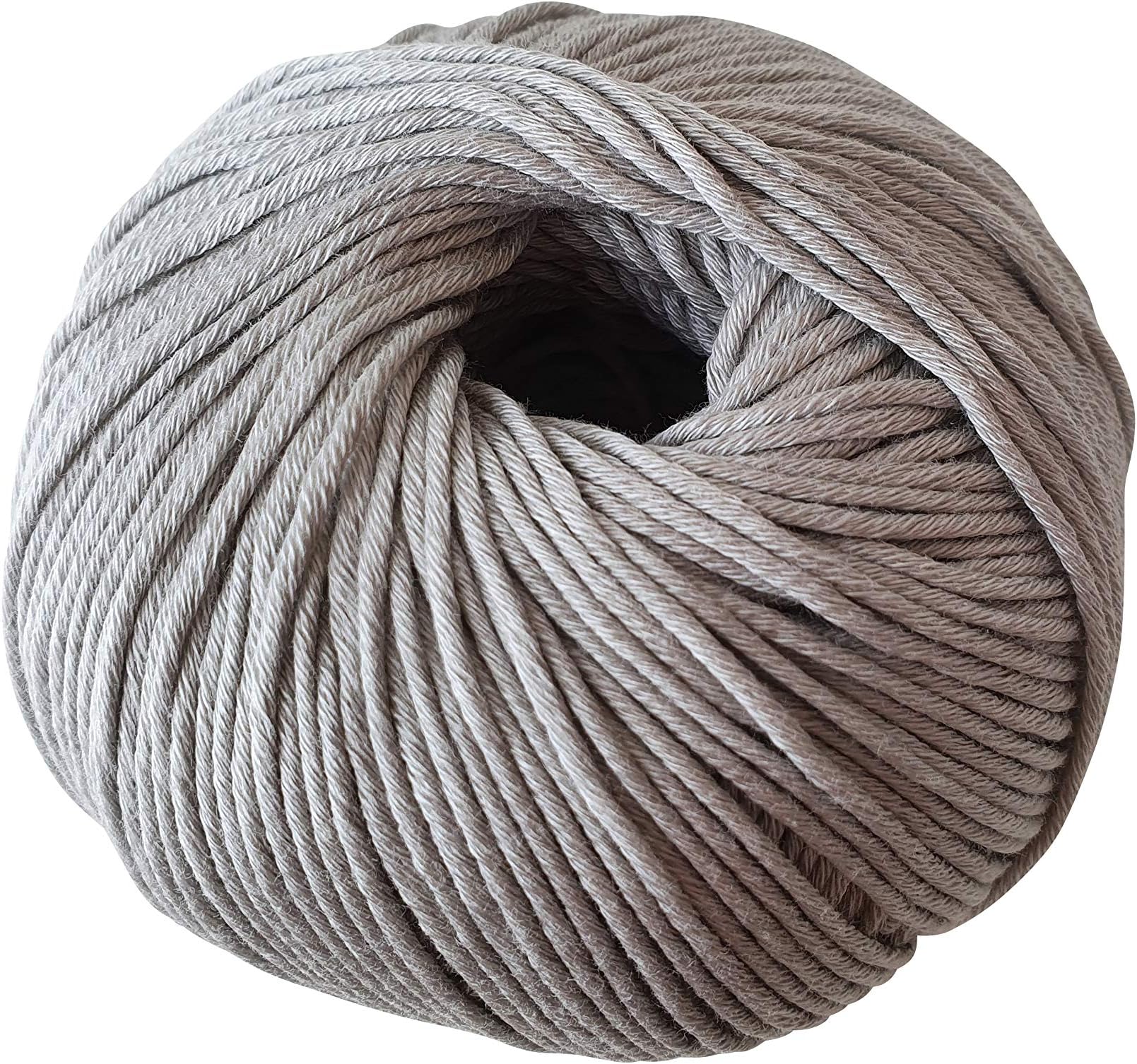 DesignEtte Yarn Ball Percent Mercerized Egyptian Cotton 100 g 100g~205m Weight Category 8 ply Needles: 4-4.5mm Dyed and Spun Within The EU, Cottonette 790 Light Grey