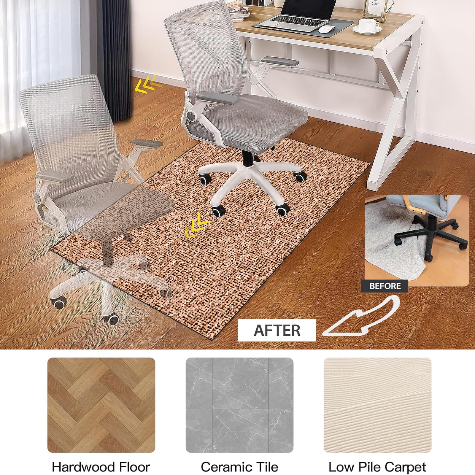 Tapete Para Silla Para Suelo De Adera Dura, 44 X 58 Pulgadas, Tapete