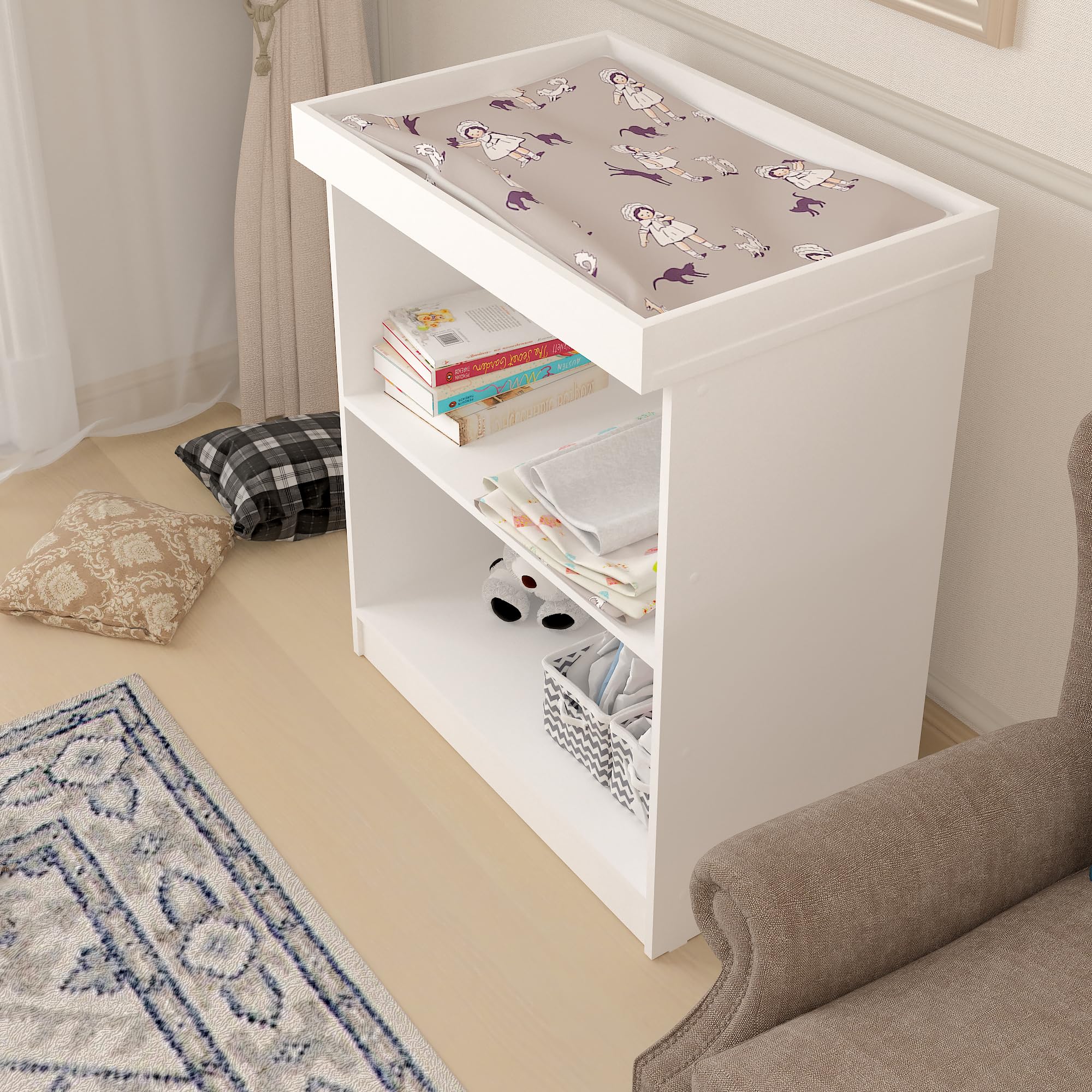 AVANTI TRENDSTORE - Spadola - Fasciatoio con superficie attaccabile per il cambio del pannolino e 2 ripiani aperti Dimensioni LAP ca. 83,2x92x51,8 cm (bianco)