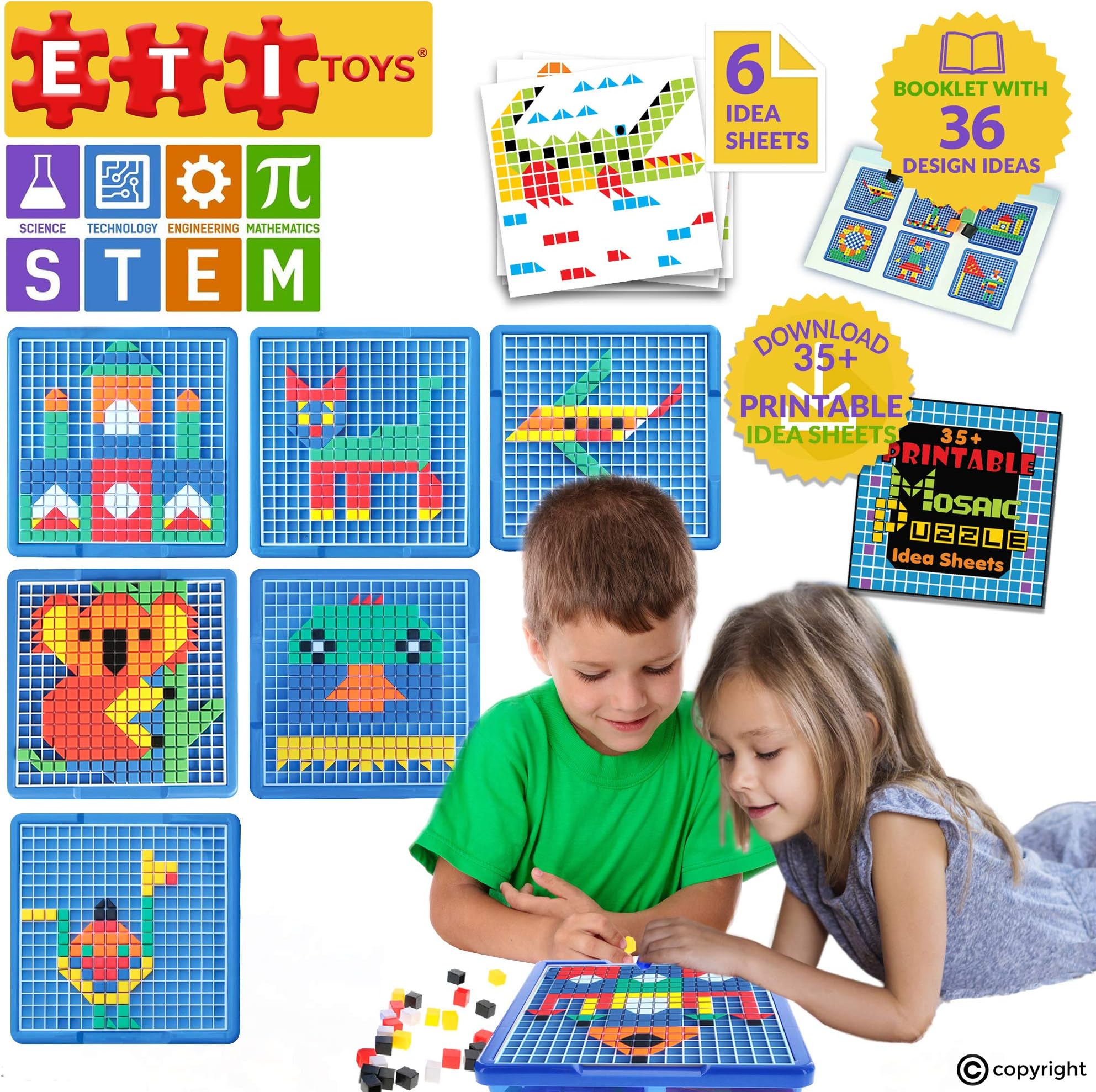 ETI Toys | Engaging Jigsaw Puzzle for 3, 4, 5 Yr Boys and Girls, 505 Piece Set, Endless Puzzles! 100% Non-Toxic Safe Materials, Fun Learning, Creativity & Skills Development! STEM Gift for 3-5 Yrs.