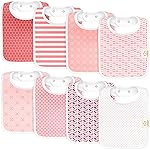 KeaBabies 8-Pack Organic Baby Bibs for Boys, Girls - Super Absorbent Cotton Drool Bibs for Baby Girl & Boy, Teething Toddler, Drooling Newborn, Ultra Soft & Machine Washable (Blush)