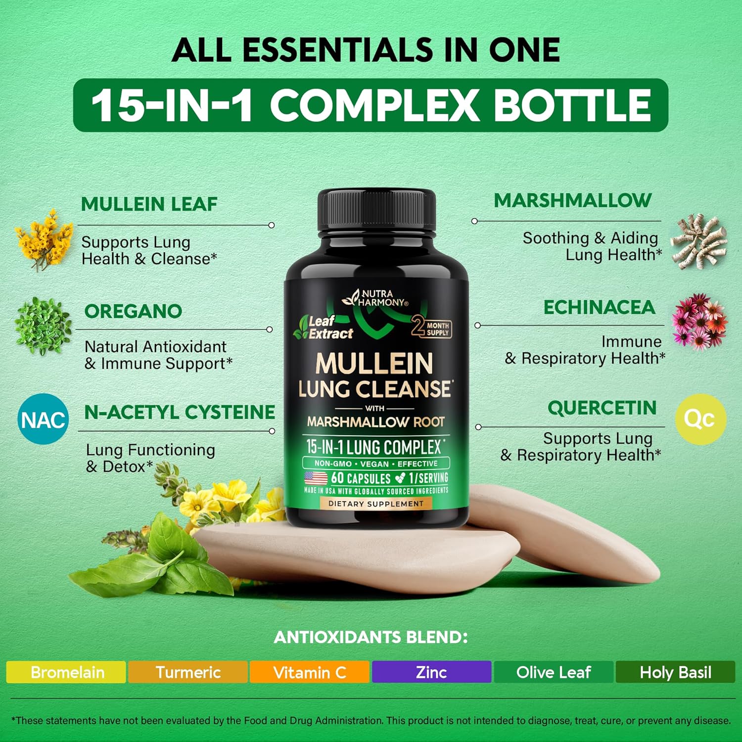 Mullein Leaf Extract & Turmeric Curcumin Capsules