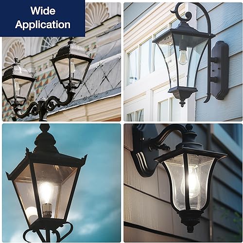 Miniatura 6 de FLSNT Bombilla LED Edison ST19 con sensor de atardecer a amanecer, luz diurna de 5000 K, 7 W (60 W equivalente), 800 lúmenes, base de filamento